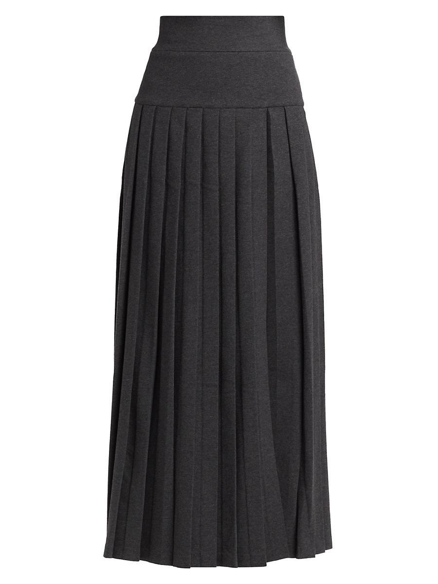 Womens Pleated Cotton-Blend Maxi Skirt Product Image