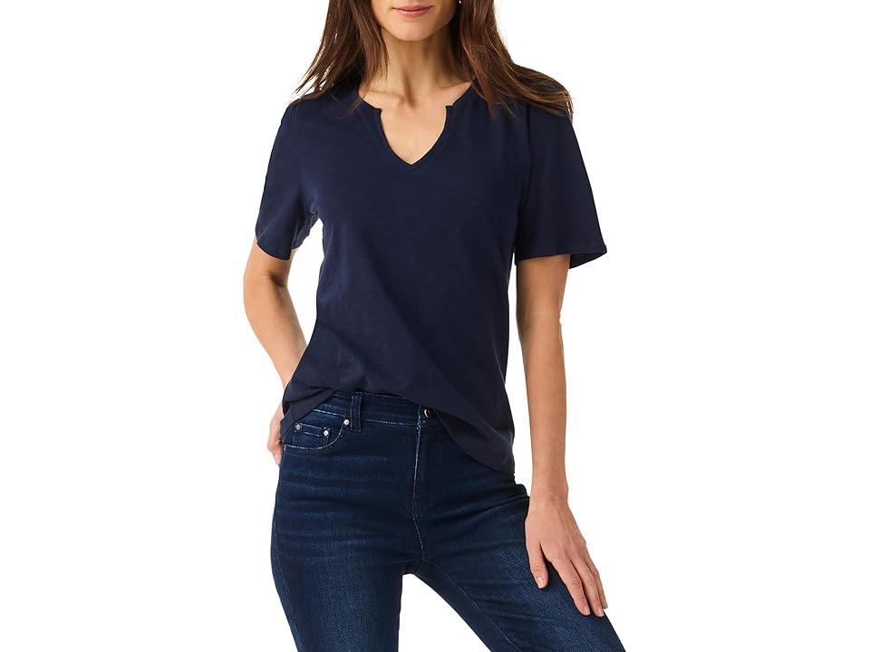 Womens Split-Neck Cotton T-Shirt Product Image