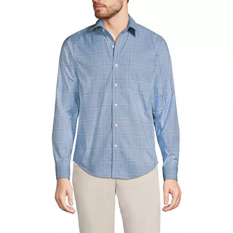 Men's Lands' End Traditional Fit Travel Button-Down Shirt, Size: XXL, Blue Fine Stripe Product Image