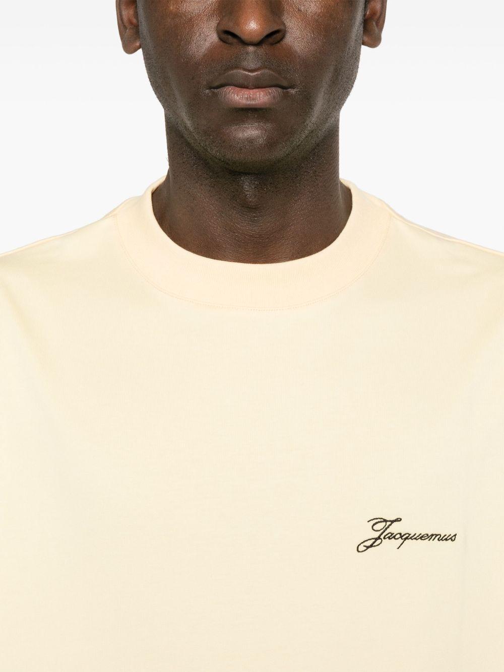 JACQUEMUS Yellow T-shirt With Logo On The Front And Print On The Back In Multicolor Product Image