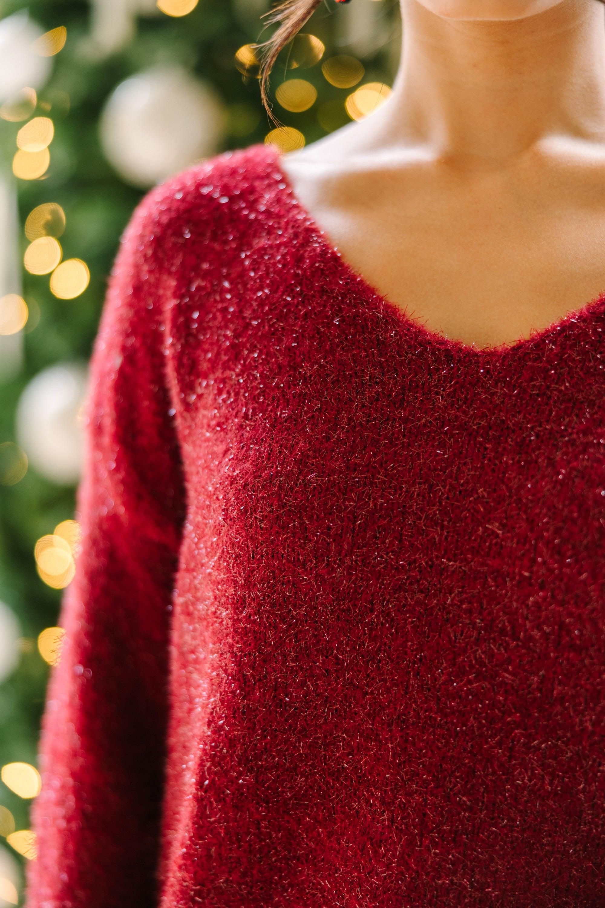 Beat You To It BUrgundy Red Drop Shoulder Sweater Female Product Image