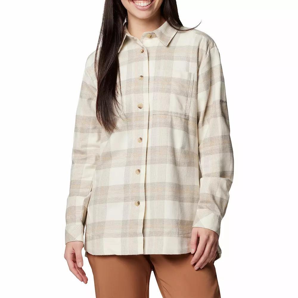 Women's Columbia Holly Hideaway™ Cotton Flannel Shirt, Size: Medium, Chalk Buffalo Tartan Product Image