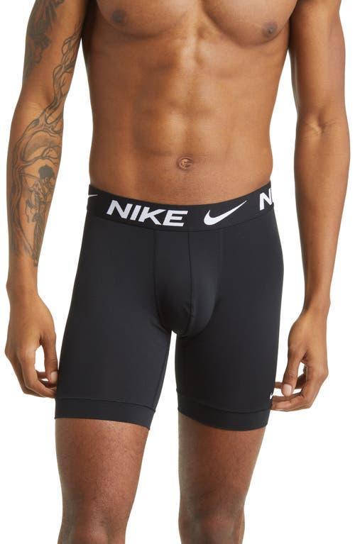 Men's Nike Dri-FIT Essential 3-pack Microfiber Long-Leg Boxer Briefs, Size: Medium, Black Product Image