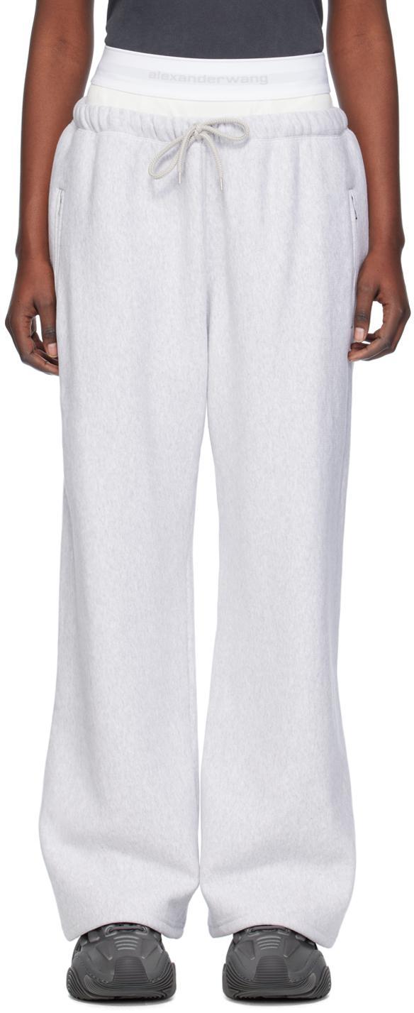 ALEXANDER WANG T Gray Wide-leg Sweatpants In Light Heather Grey Product Image