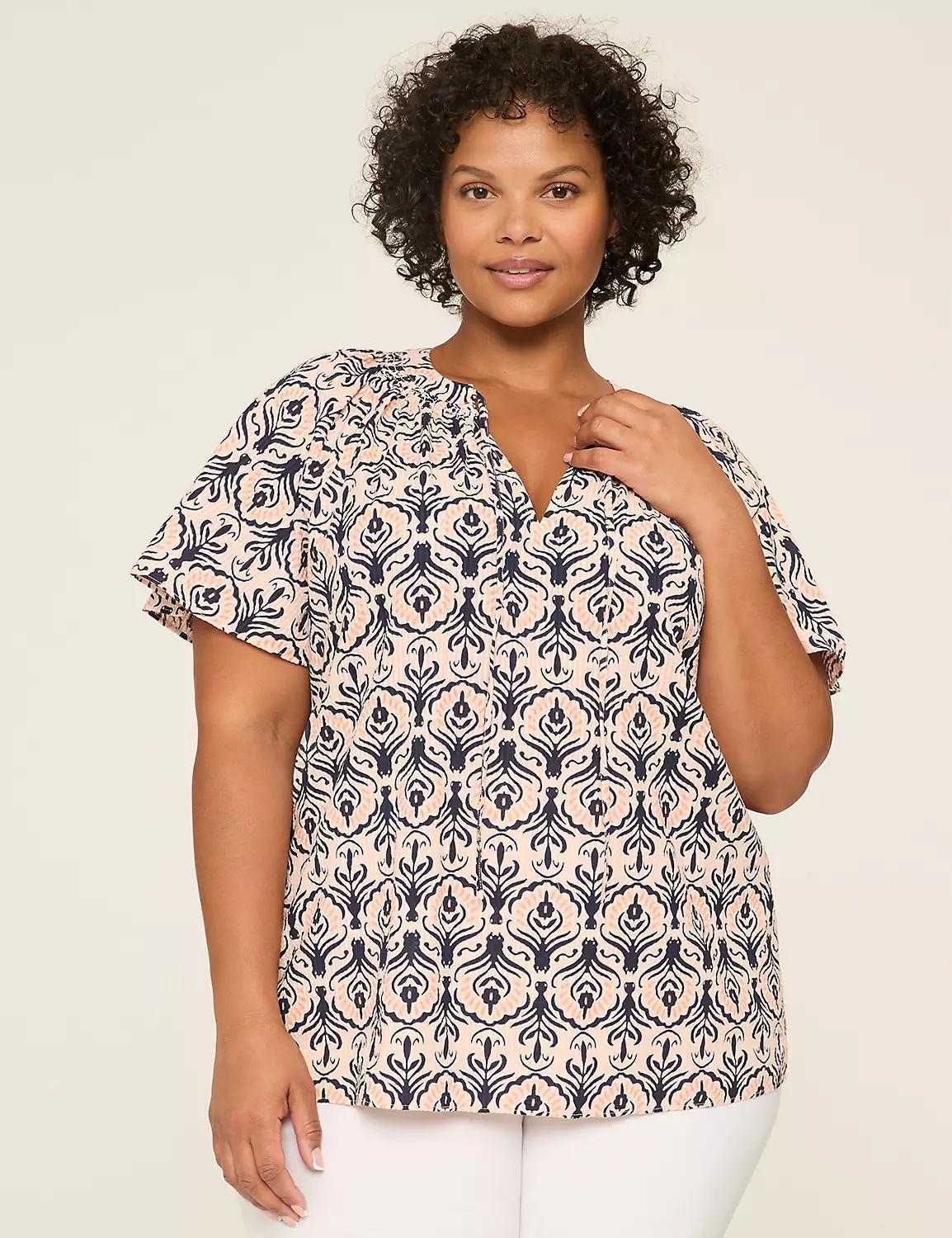 Swing Flutter-Sleeve Popover Blouse Product Image