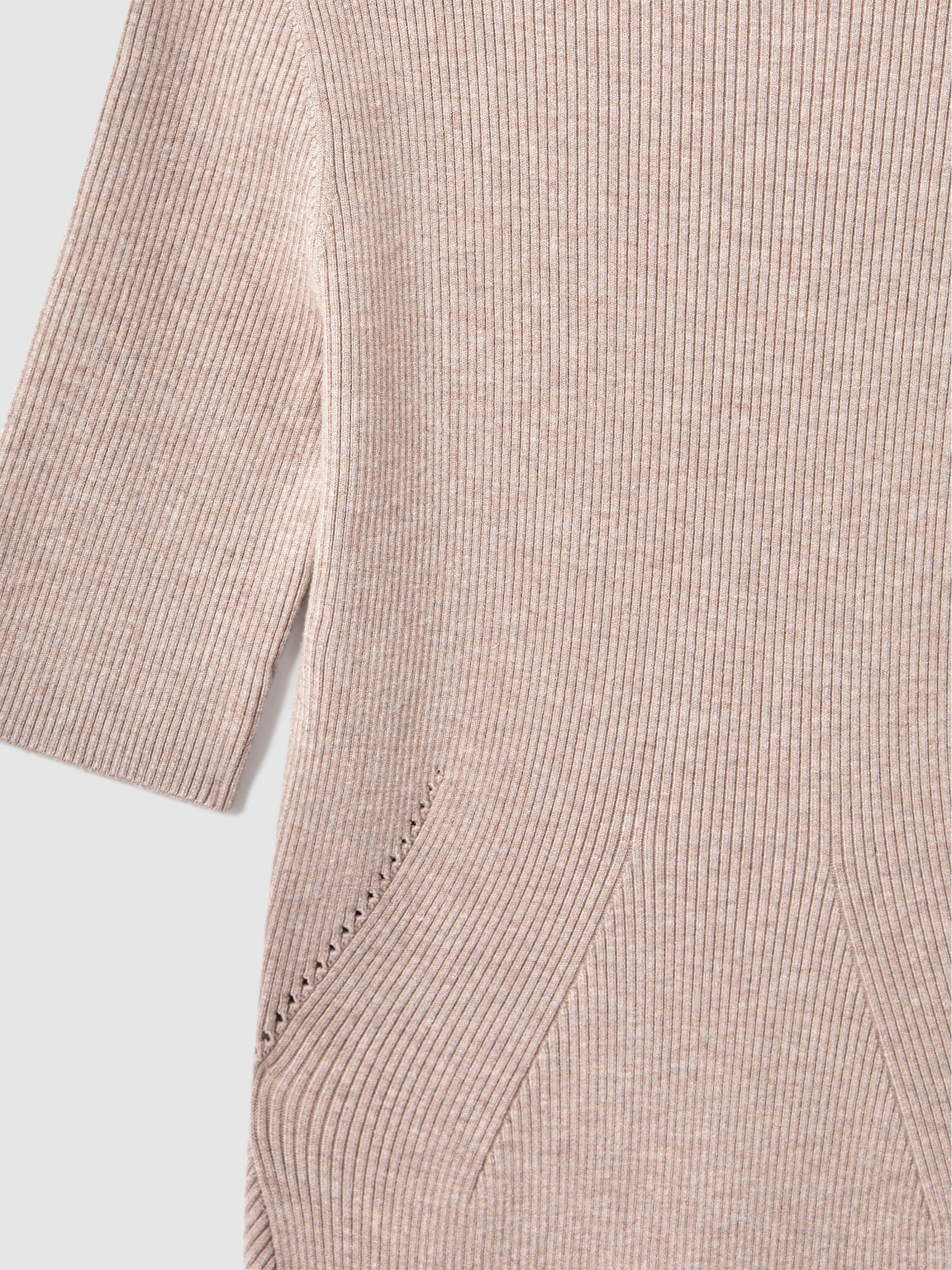 Ribbed Bodycon Midi Dress in Neutral Product Image