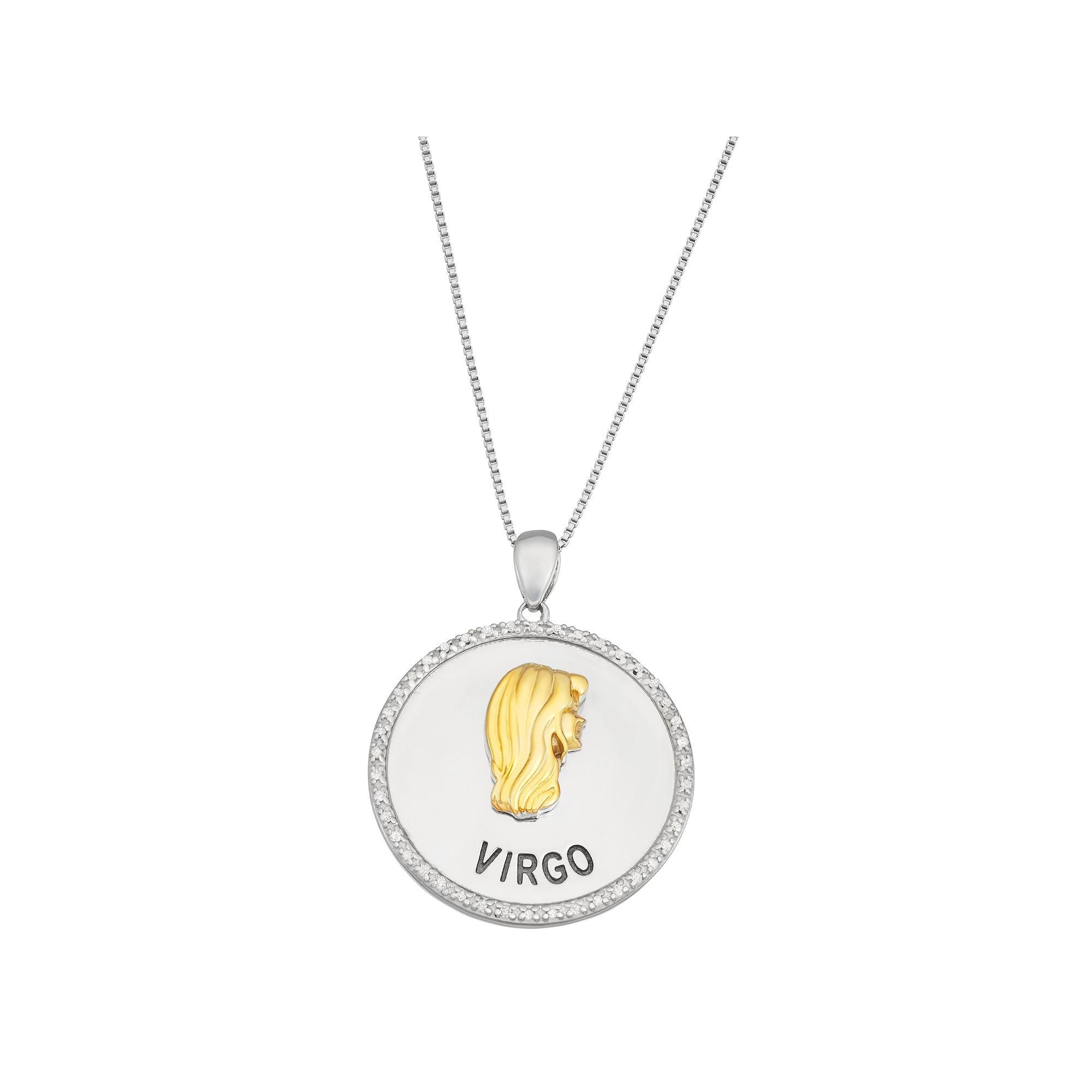 Jewelexcess 1/6 Carat T.W. Diamond Two-Tone Sterling Silver Zodiac Pendant Necklace, Womens Aquarius Product Image