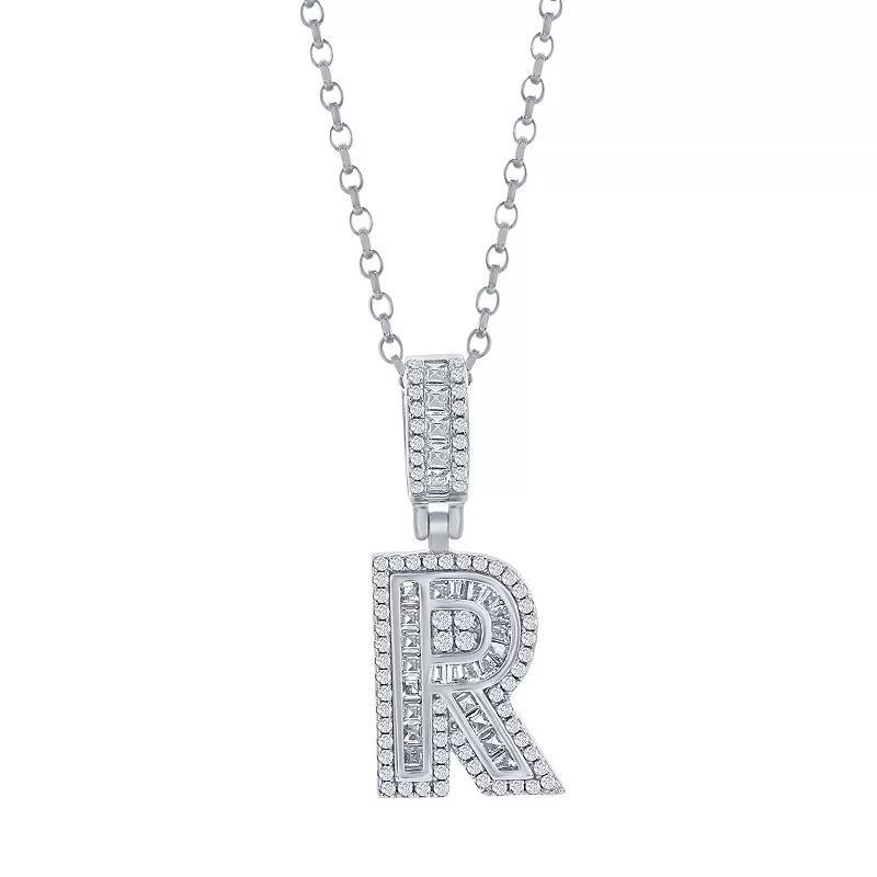 Argento Bella Sterling Silver Cubic Zirconia Initial Pendant Necklace, Women's, Size: 18", Sterling E Product Image