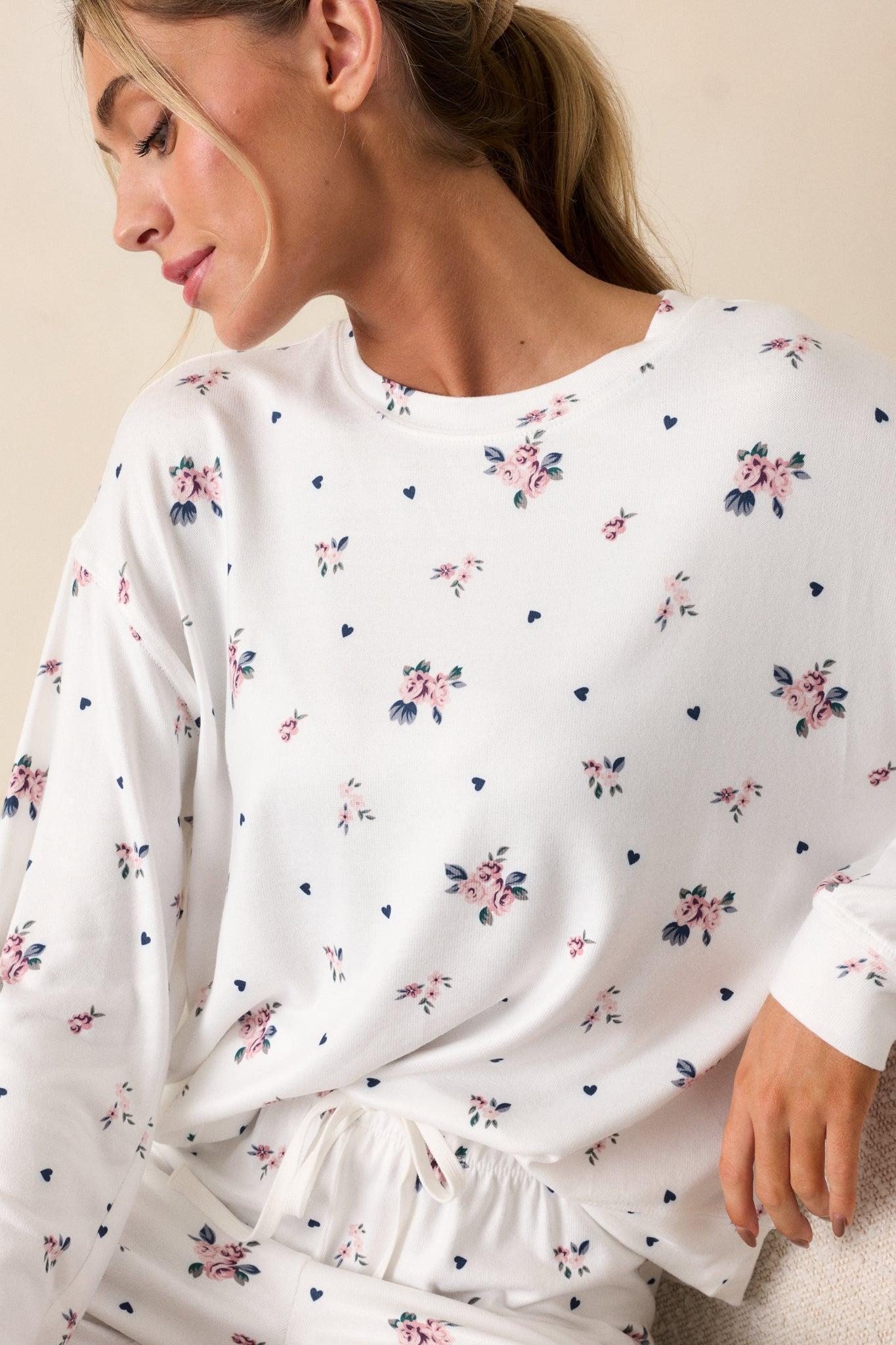 Z Supply Cozy Rosebud Ivory Lounge Top Product Image