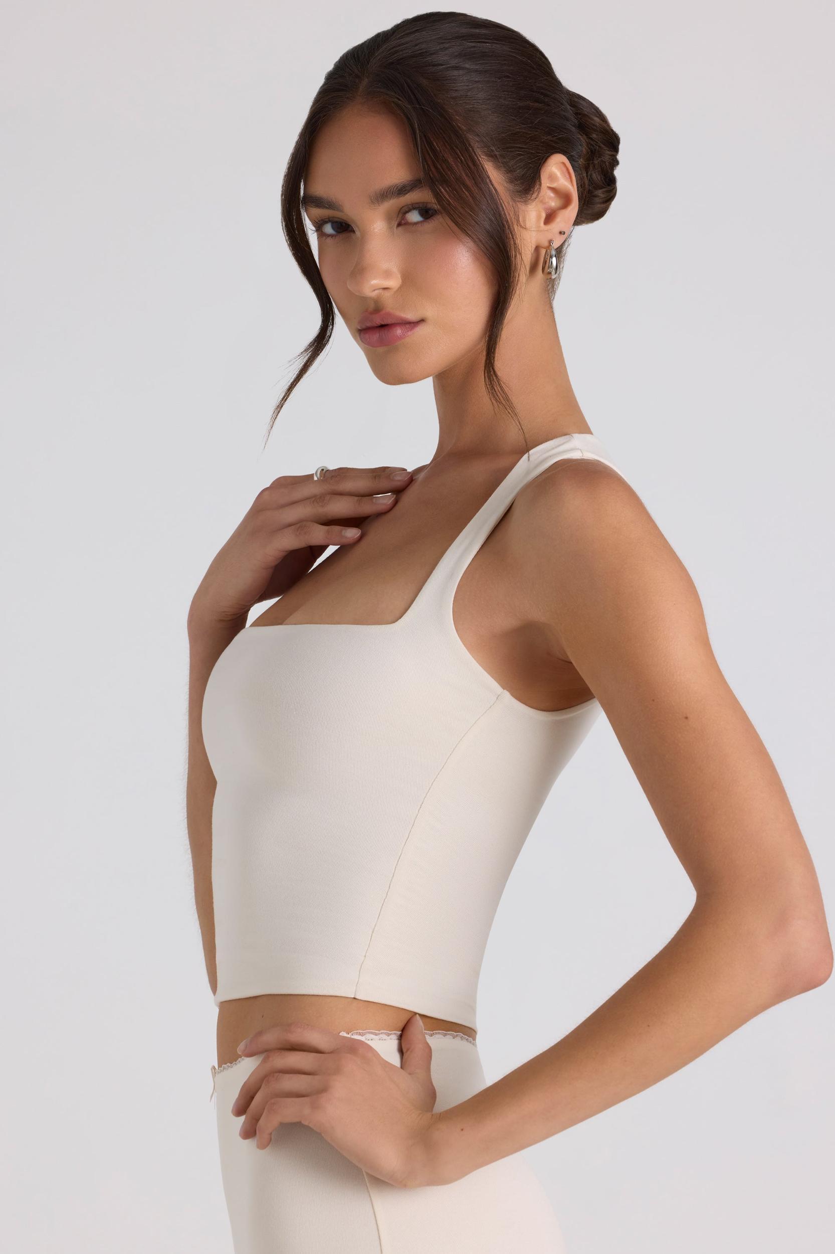 Modal Bow-Detail Mid-Rise Midi Skirt in Ivory Product Image
