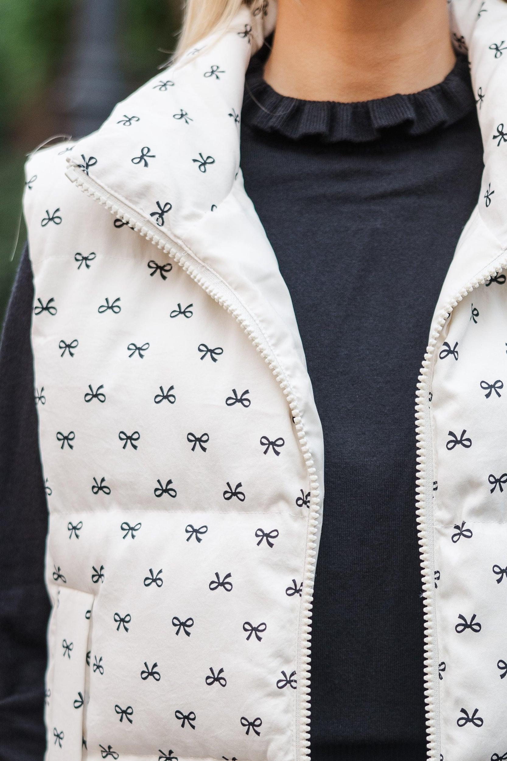 Keep It Going Cream Bow Print Vest Female Product Image