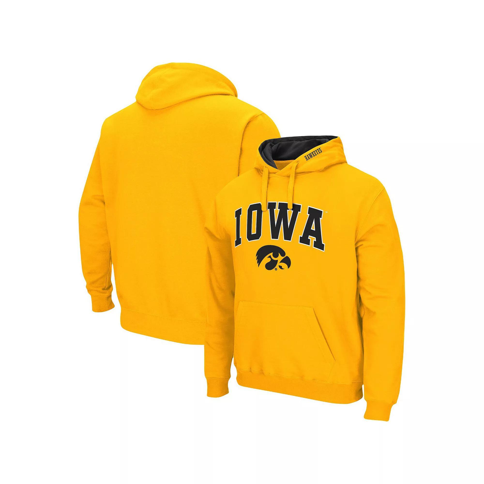 Men's Colosseum Gold Iowa Hawkeyes Arch & Logo 3.0 Pullover Hoodie, Size: Large Product Image