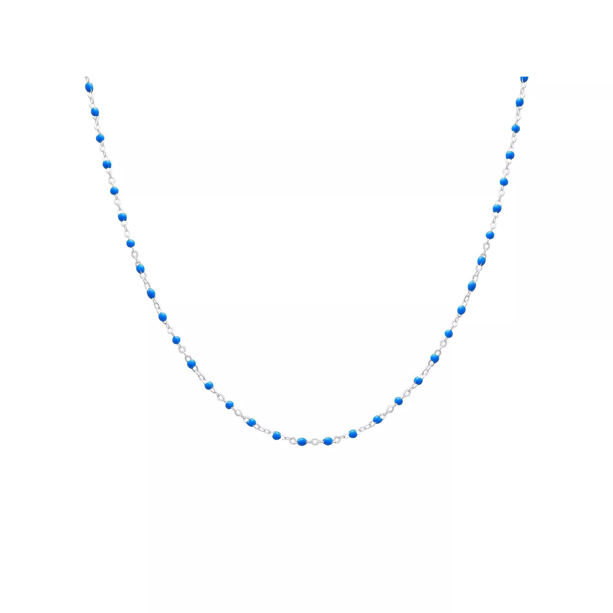 Sterling Silver Blue Enamel Beaded Necklace, Women's, Size: 18" Product Image