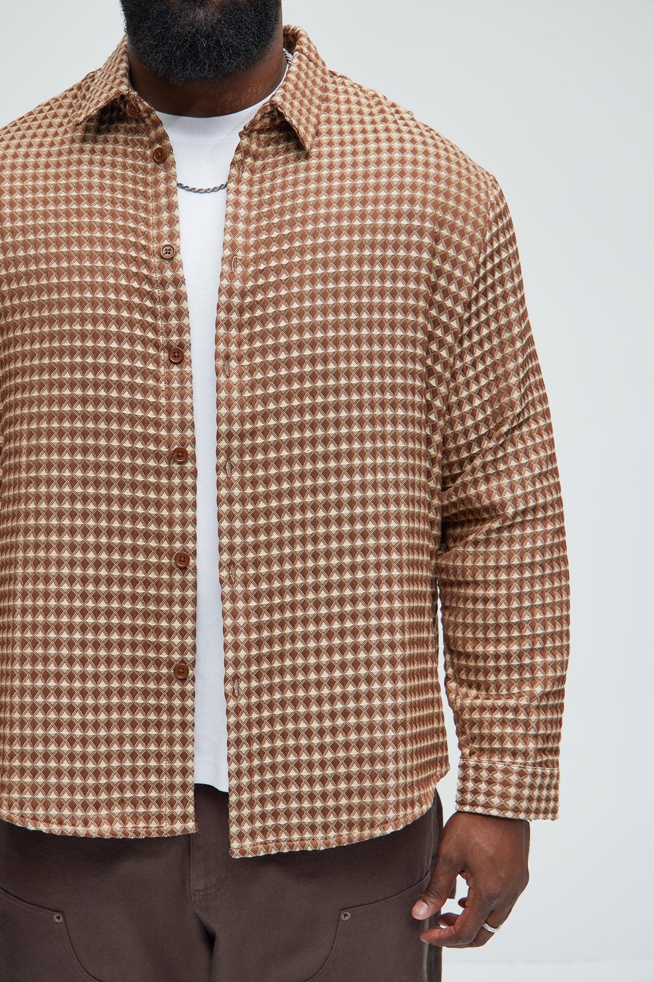 Runnin 'Round Button Up Shirt - Brown/combo Product Image
