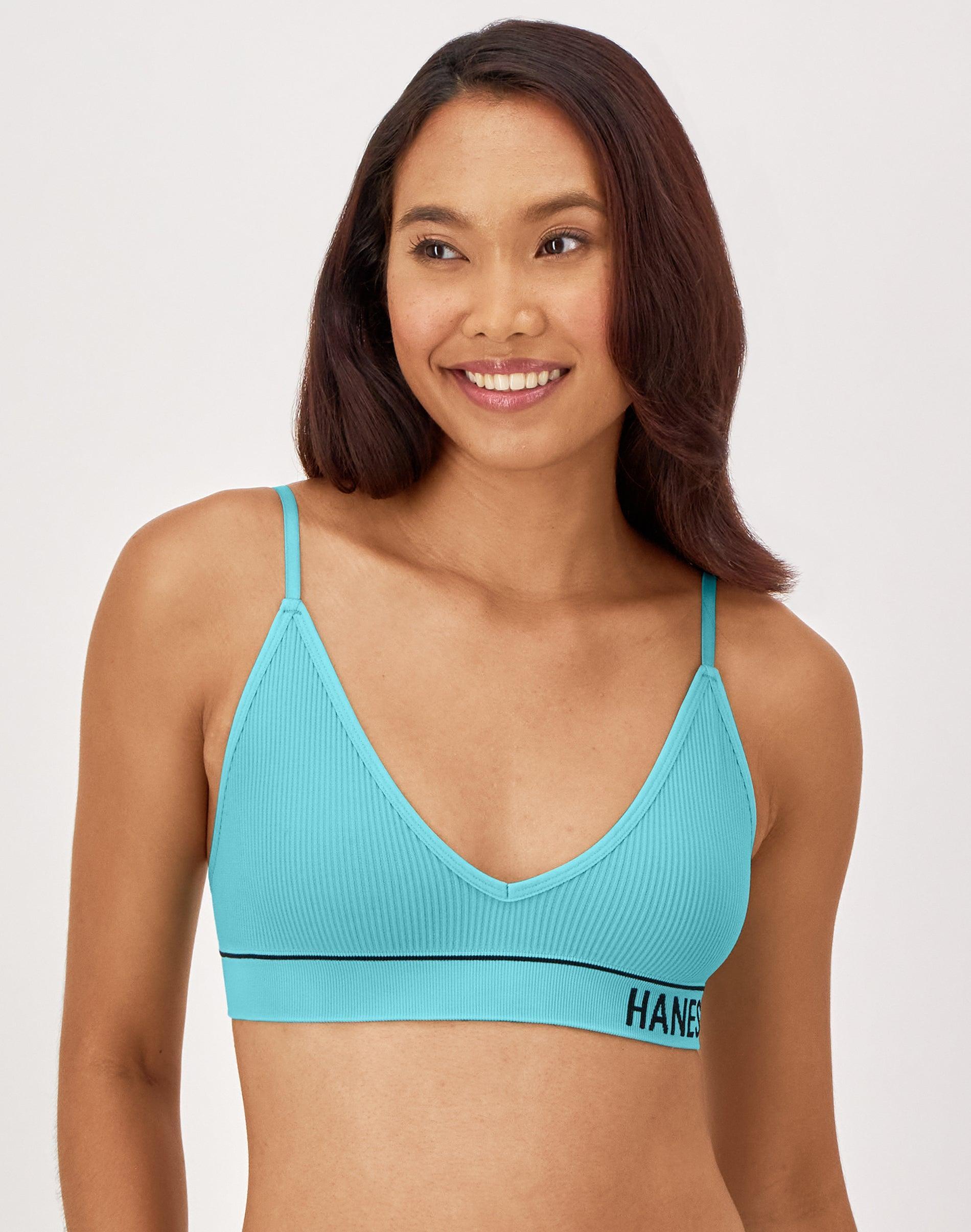 Hanes Originals Womens Seamless Rib Triangle Bralette, ComfortFlex Fit Deep Glow XL Product Image