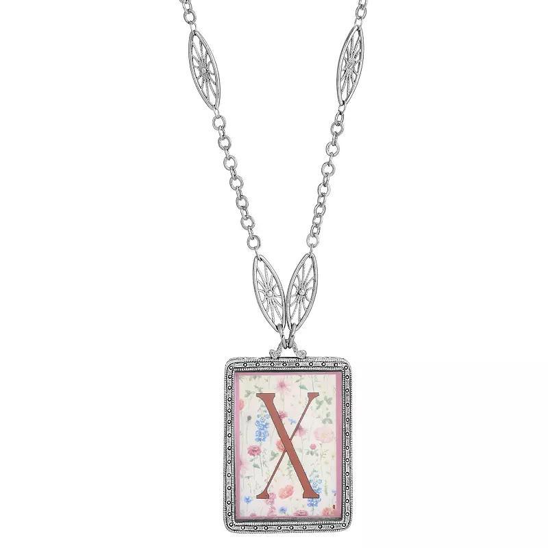 1928 Floral Motif Initial Pendant, Women's Product Image