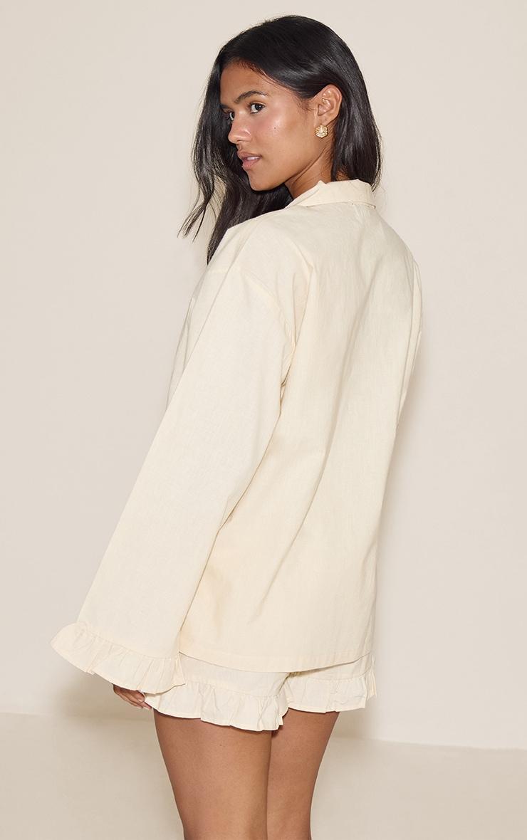 Butter Cream Cotton Poplin Frill Hem Short Pj Set Product Image