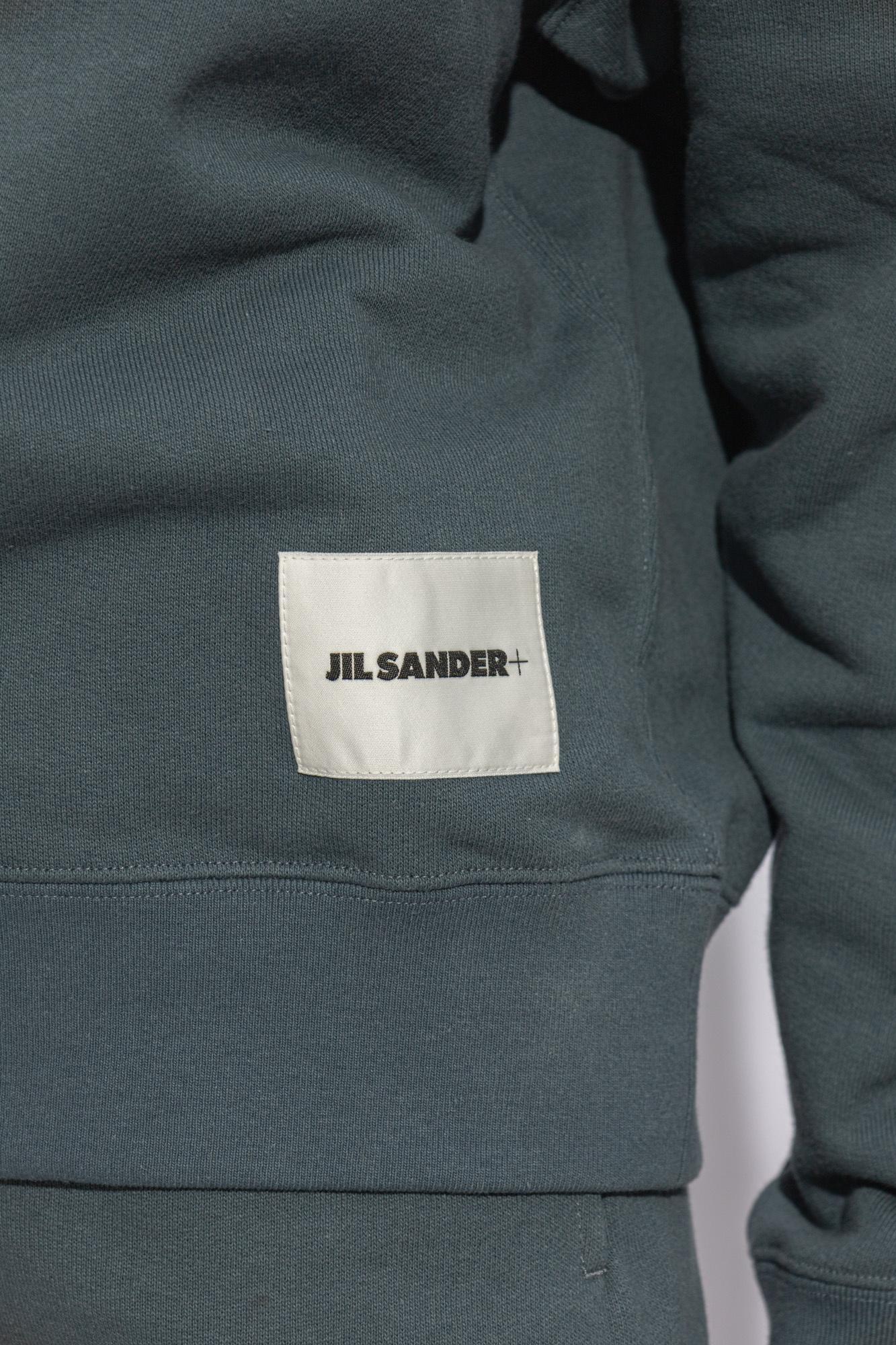 JIL SANDER Appliqué-logo Cotton Hoodie In Gray Product Image