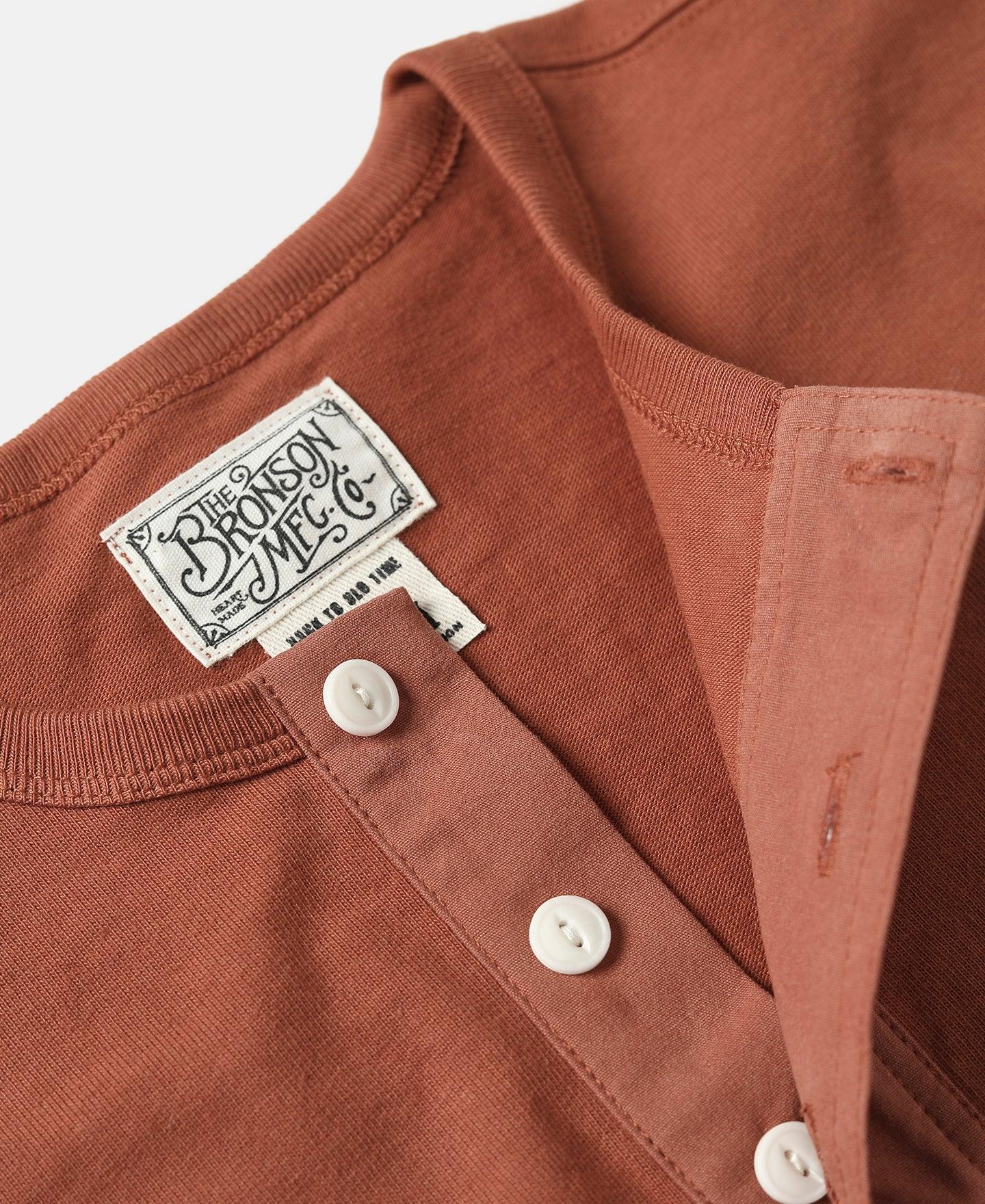 Vintage Short Sleeve Henley T-Shirt - Brick Red Product Image