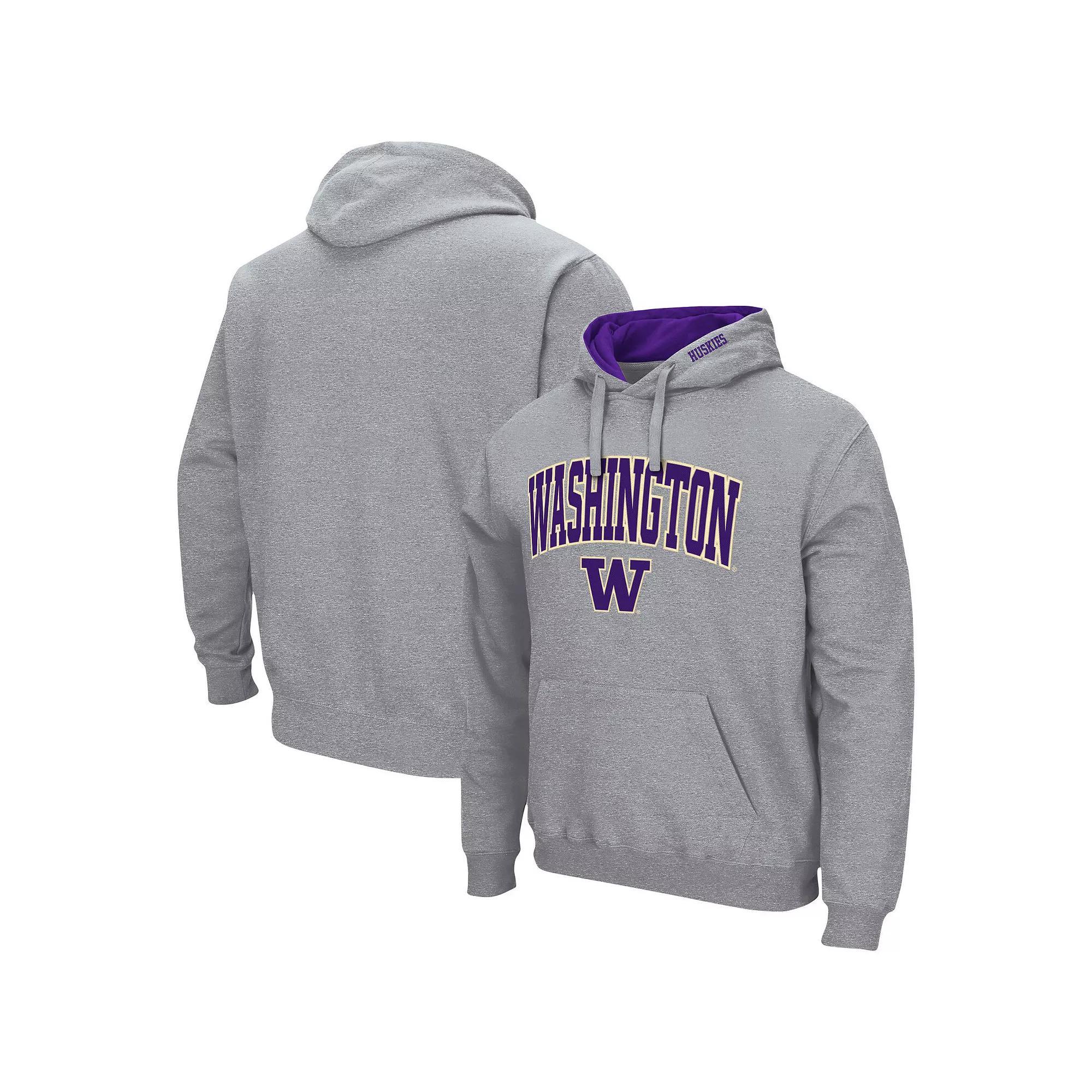 Men's Colosseum Heather Gray Pitt Panthers Arch & Logo 3.0 Pullover Hoodie, Size: 2XL, Grey Product Image