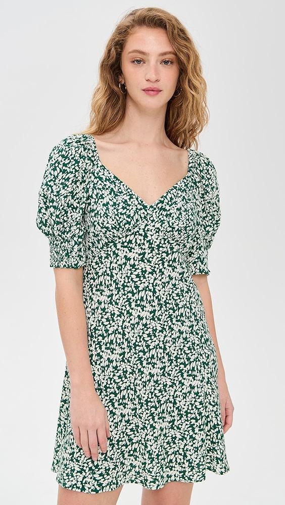Madewell Crepe V Neck Green Printed Mini Dress | Shopbop Product Image