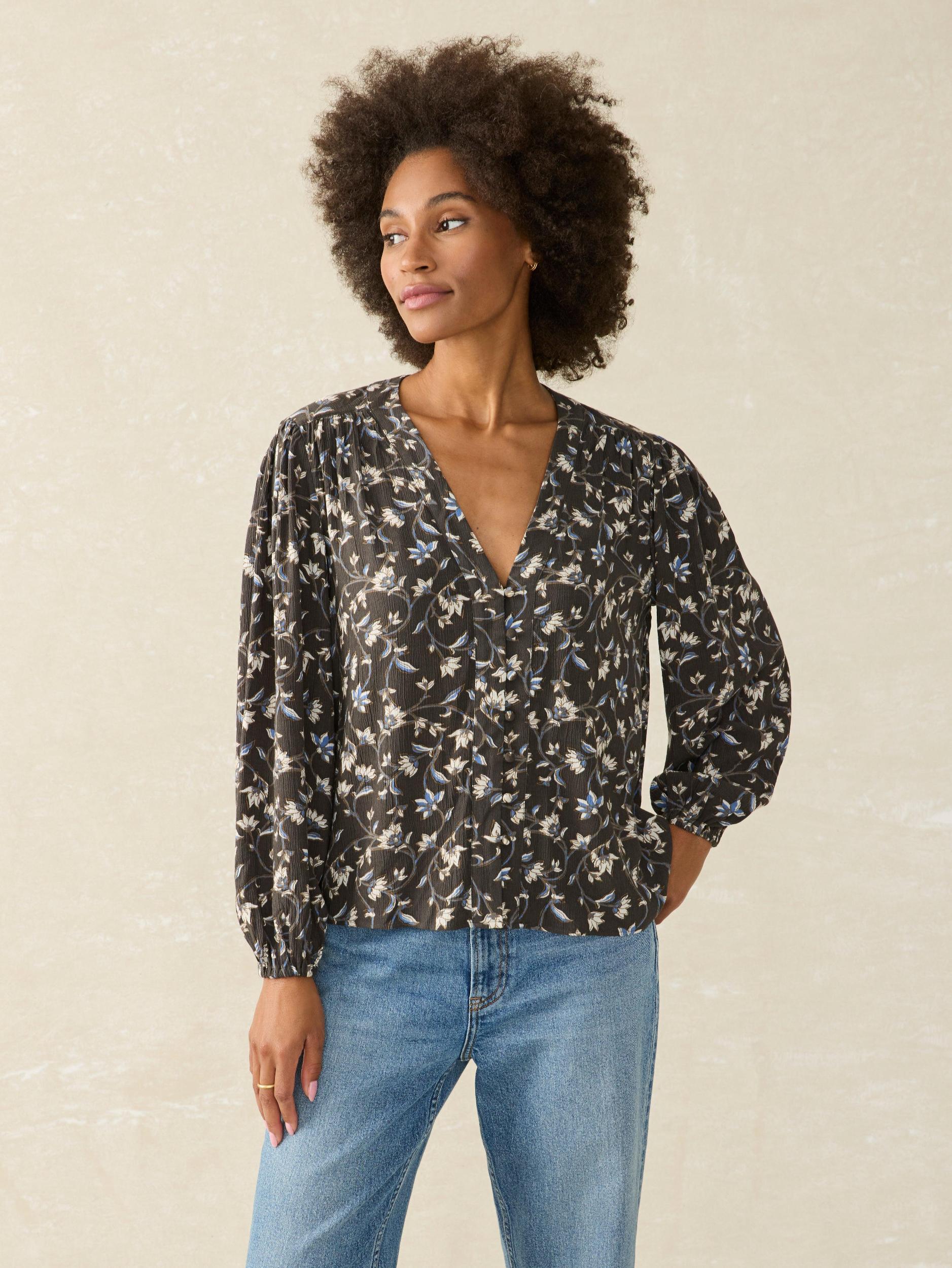 Dakota Blouse - Blue Jasmine Floral Female Product Image