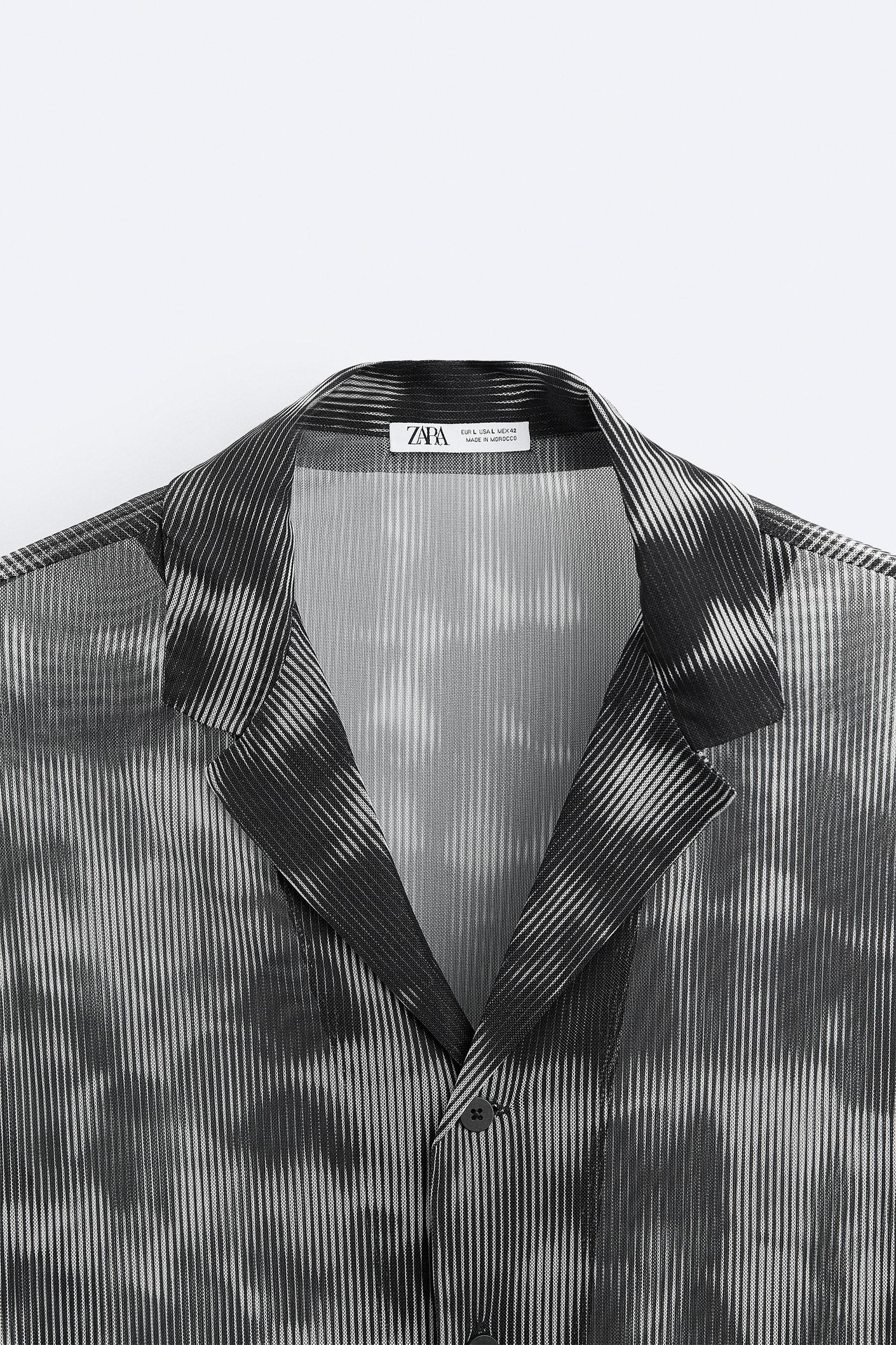 SEMI-SHEER ABSTRACT PRINT SHIRT Product Image