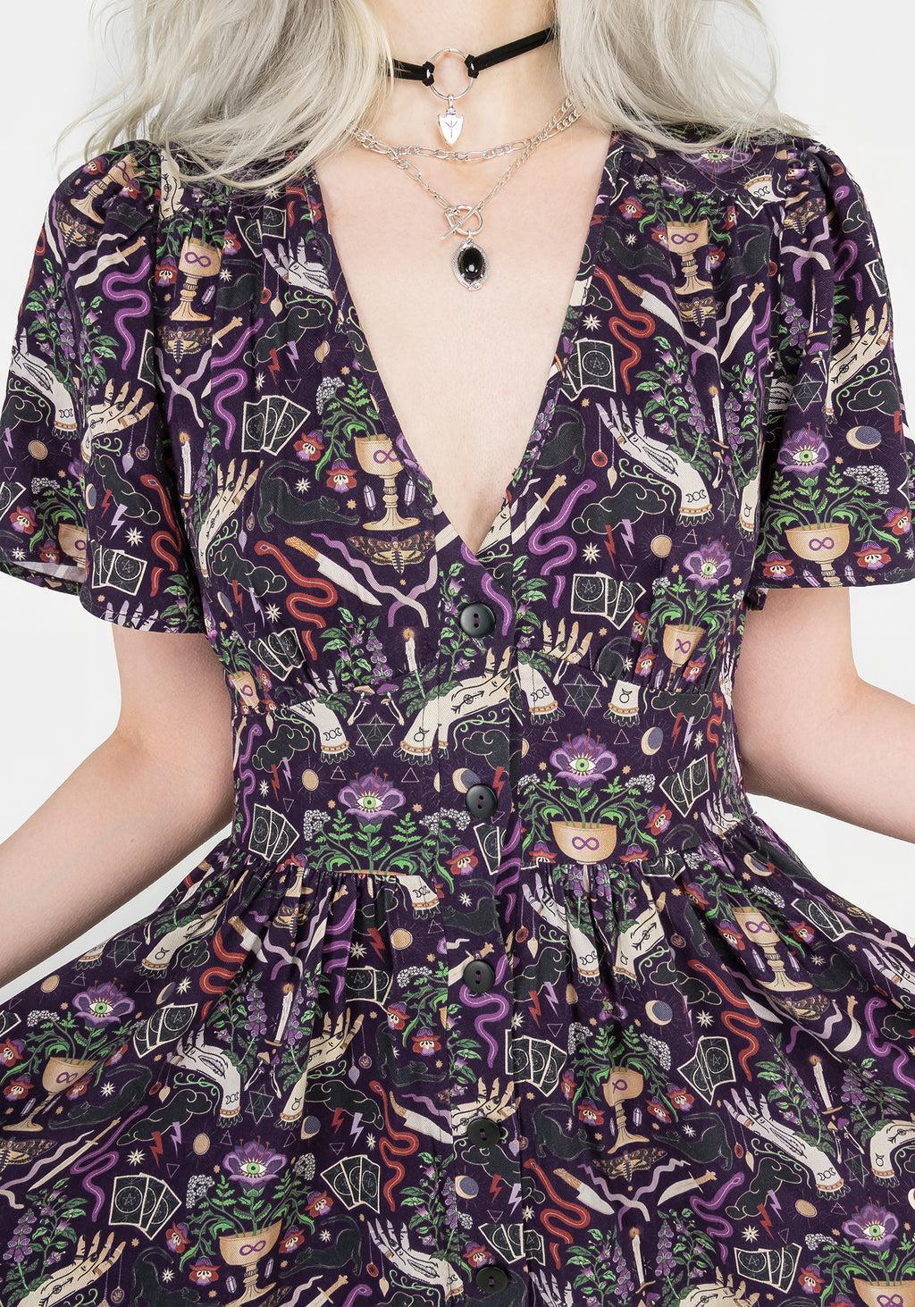 Modern Mystic Button Up Mini Dress Product Image