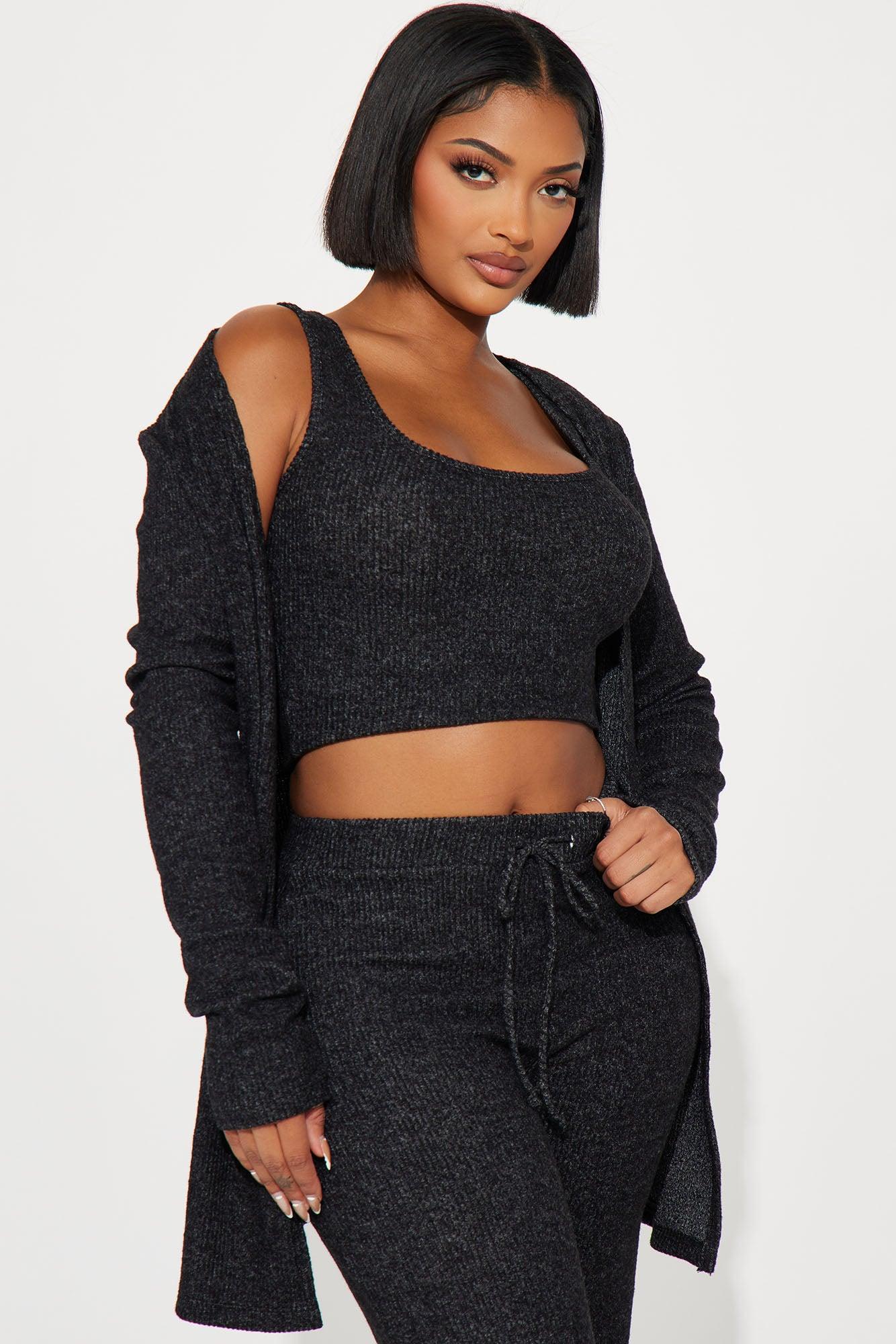 Calm N Cozy 3 Piece Pant Set - Black Product Image