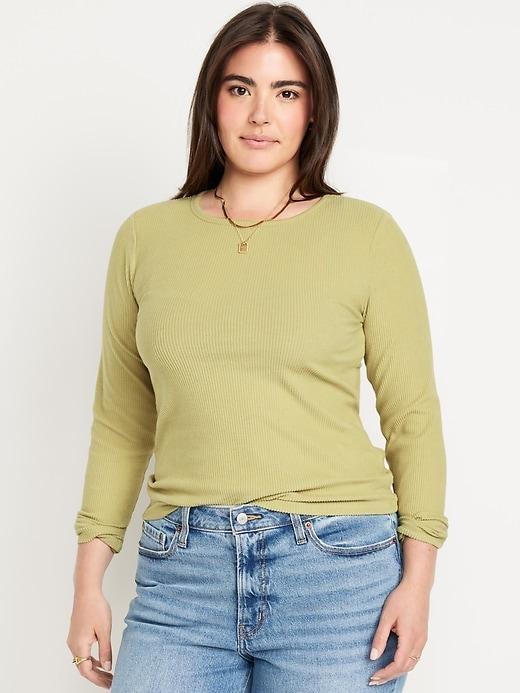 Plush-Knit Long-Sleeve T-Shirt Product Image