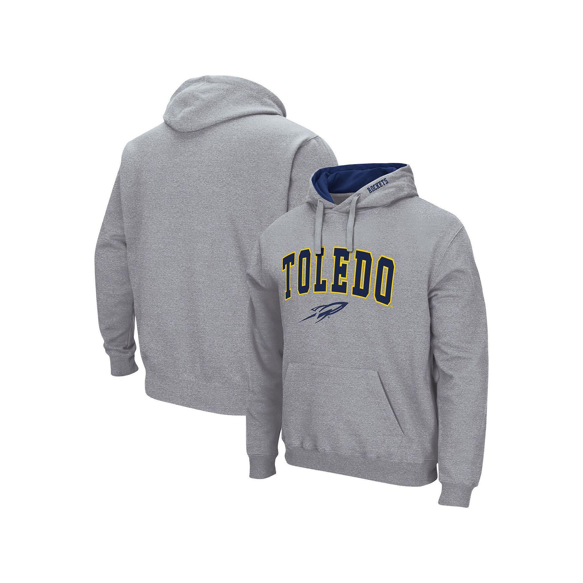 Men's Colosseum Heathered Gray Toledo Rockets Arch and Logo Pullover Hoodie, Size: Small, Tol Grey Product Image