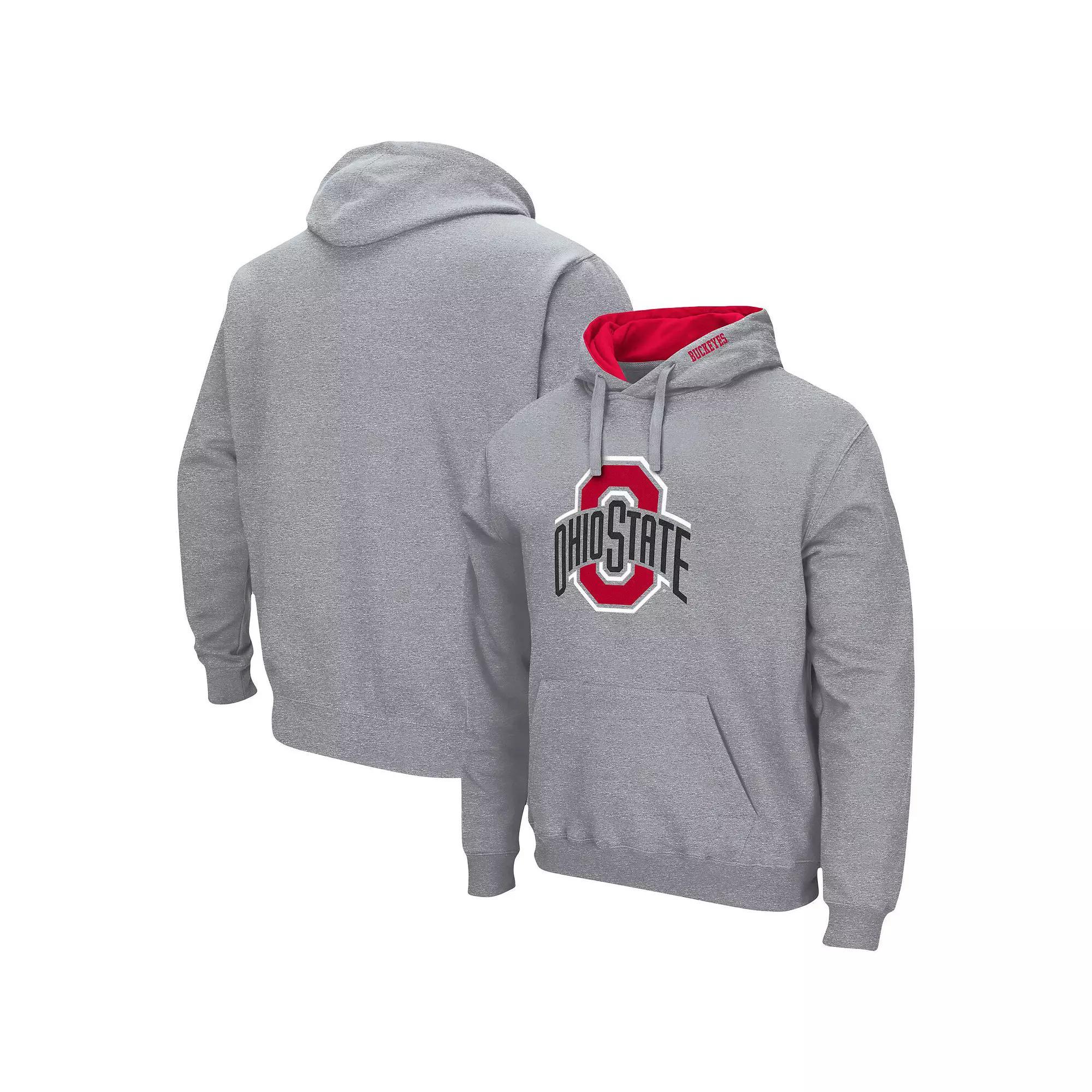 Men's Colosseum Heather Gray Ohio State Buckeyes Arch & Logo 3.0 Pullover Hoodie, Size: XL, Grey Product Image