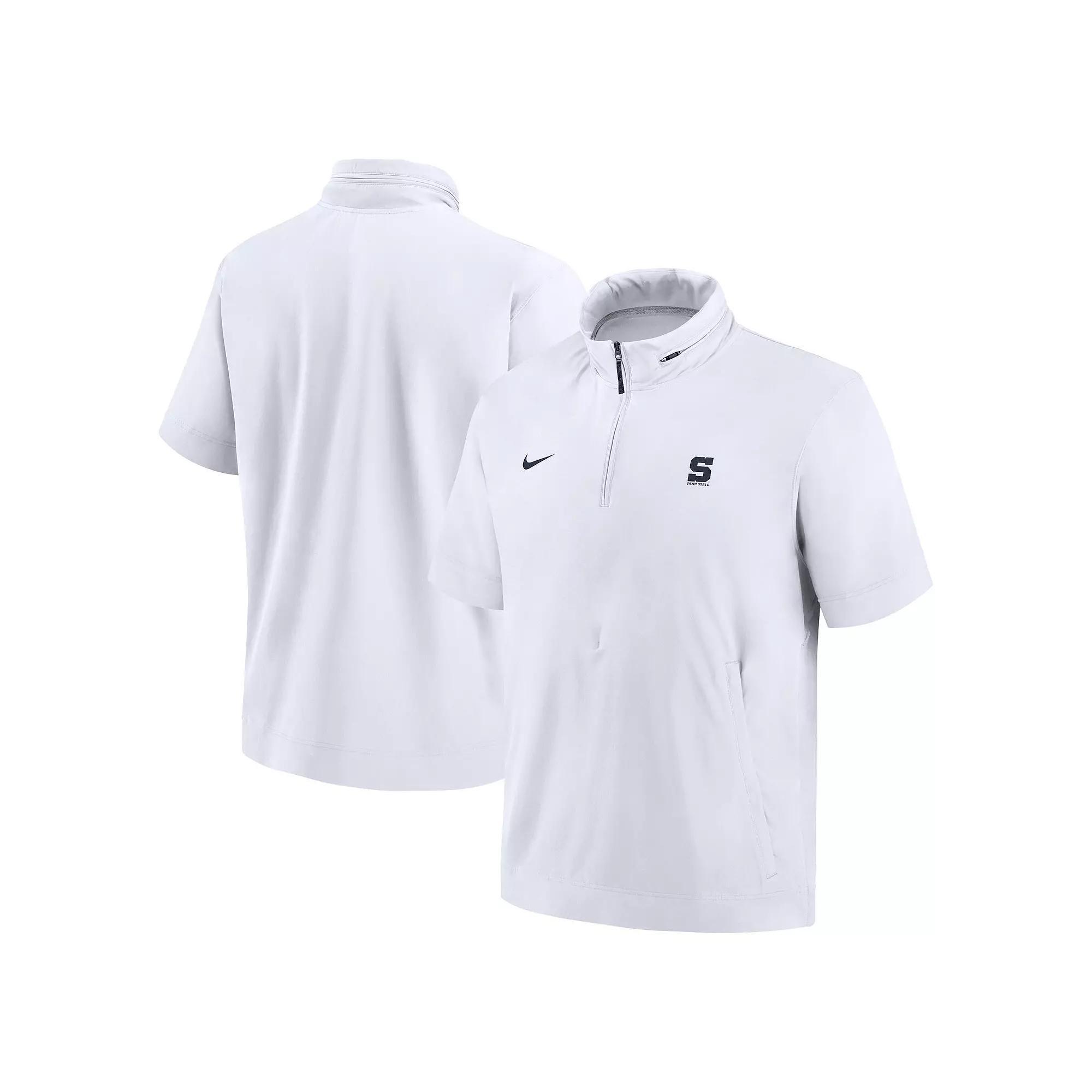 Men's Nike White Clemson Tigers 2024 Sideline Coach Short Sleeve Half-Zip Hoodie Jacket, Size: Medium Product Image