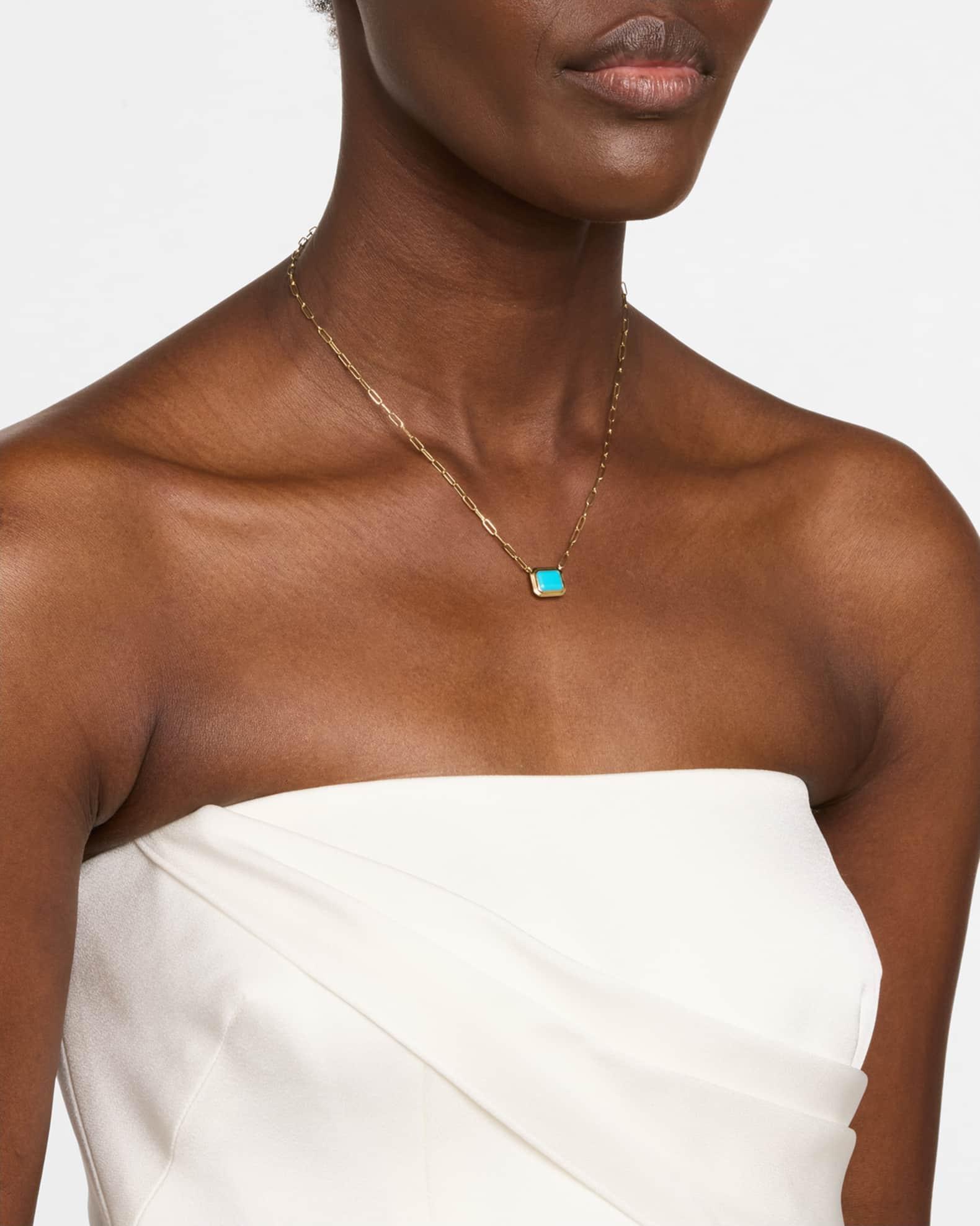 Manhattan 18K Yellow Gold Turquoise Pendant Necklace Product Image