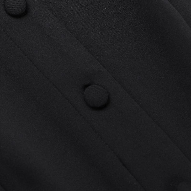 Sleeveless Round Neck Plain Button Mini A-Line Dress Product Image
