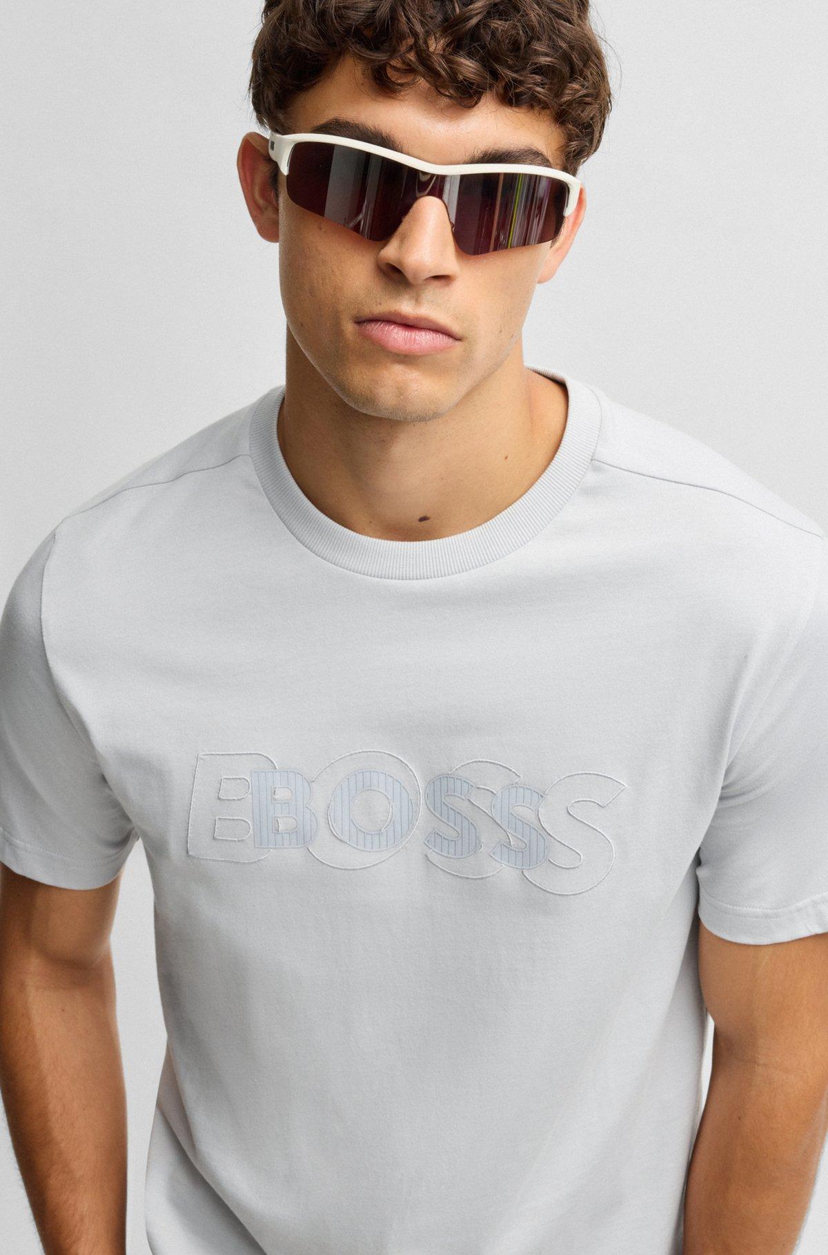 Cotton-jersey T-shirt with double logo artwork Product Image
