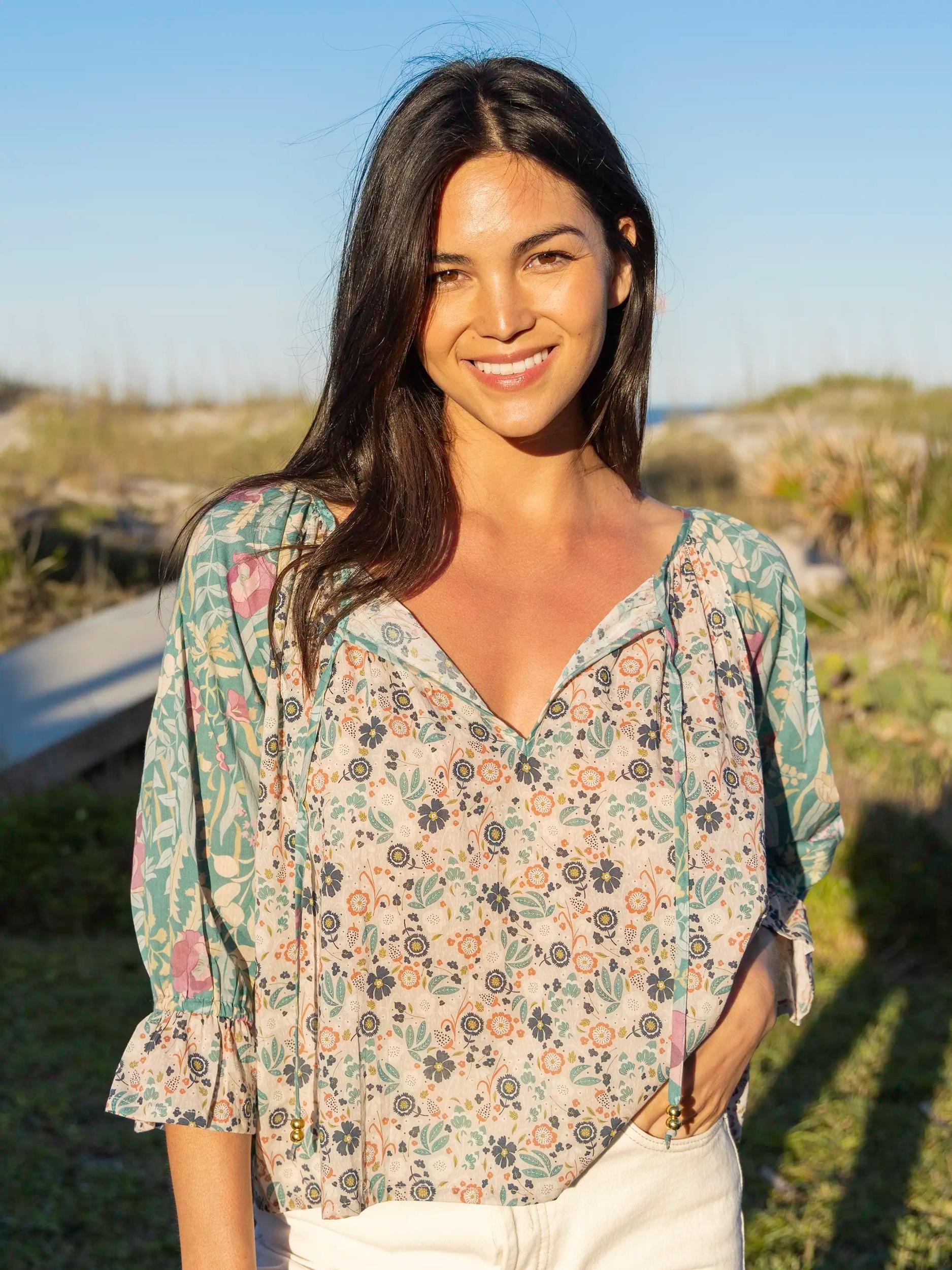 Magnolia Top - Seafoam Cotton Product Image