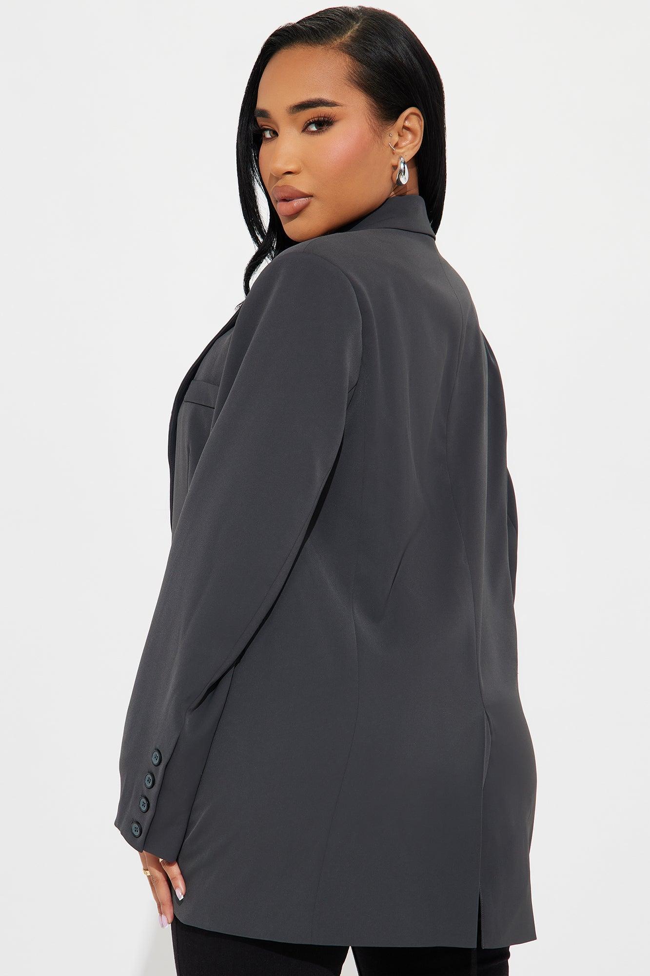 High Returns Oversized Blazer - Charcoal Product Image