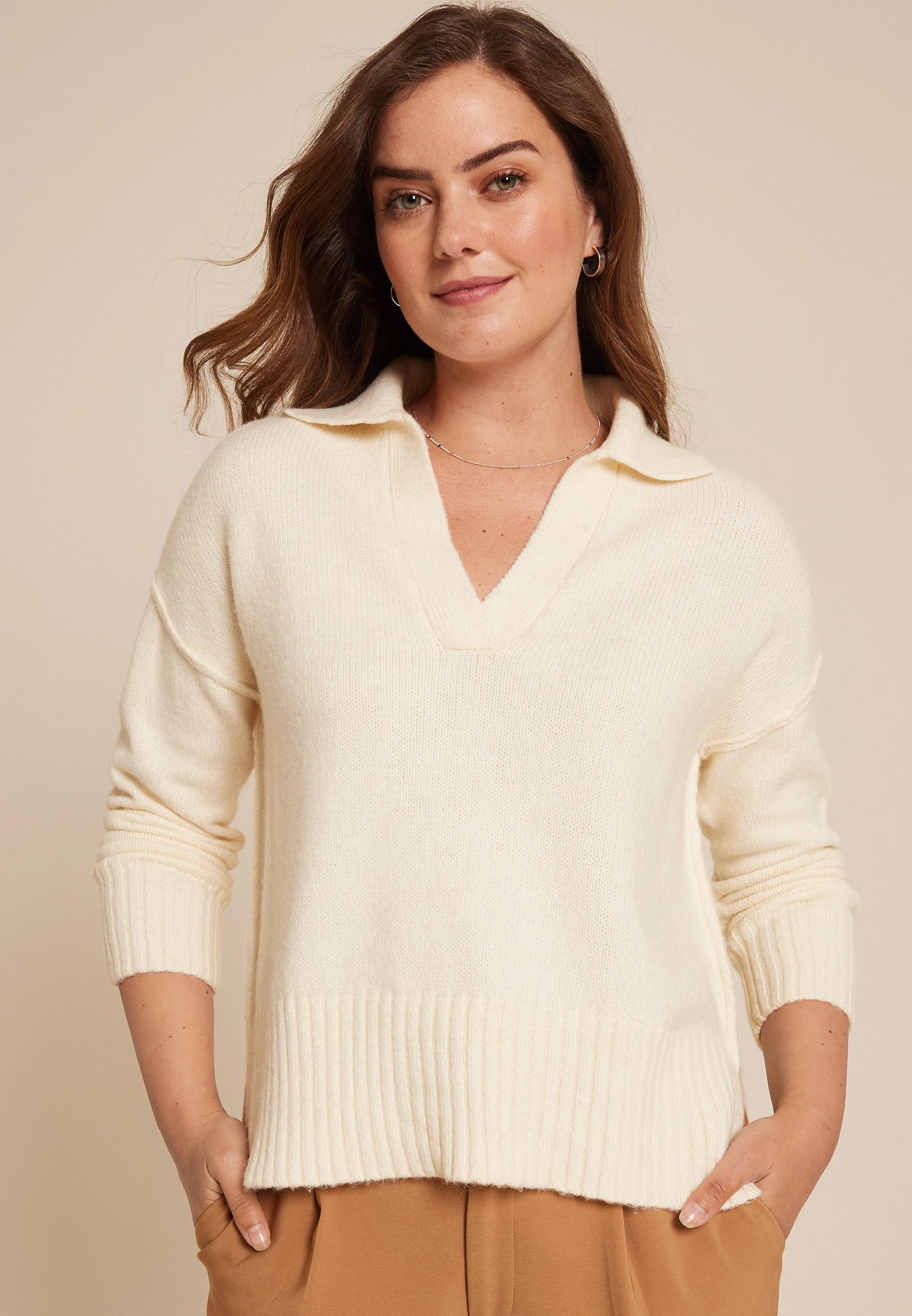 Maurices Womens Cozier Than Cashmere Collared Sweater Gray Size XX Large Product Image