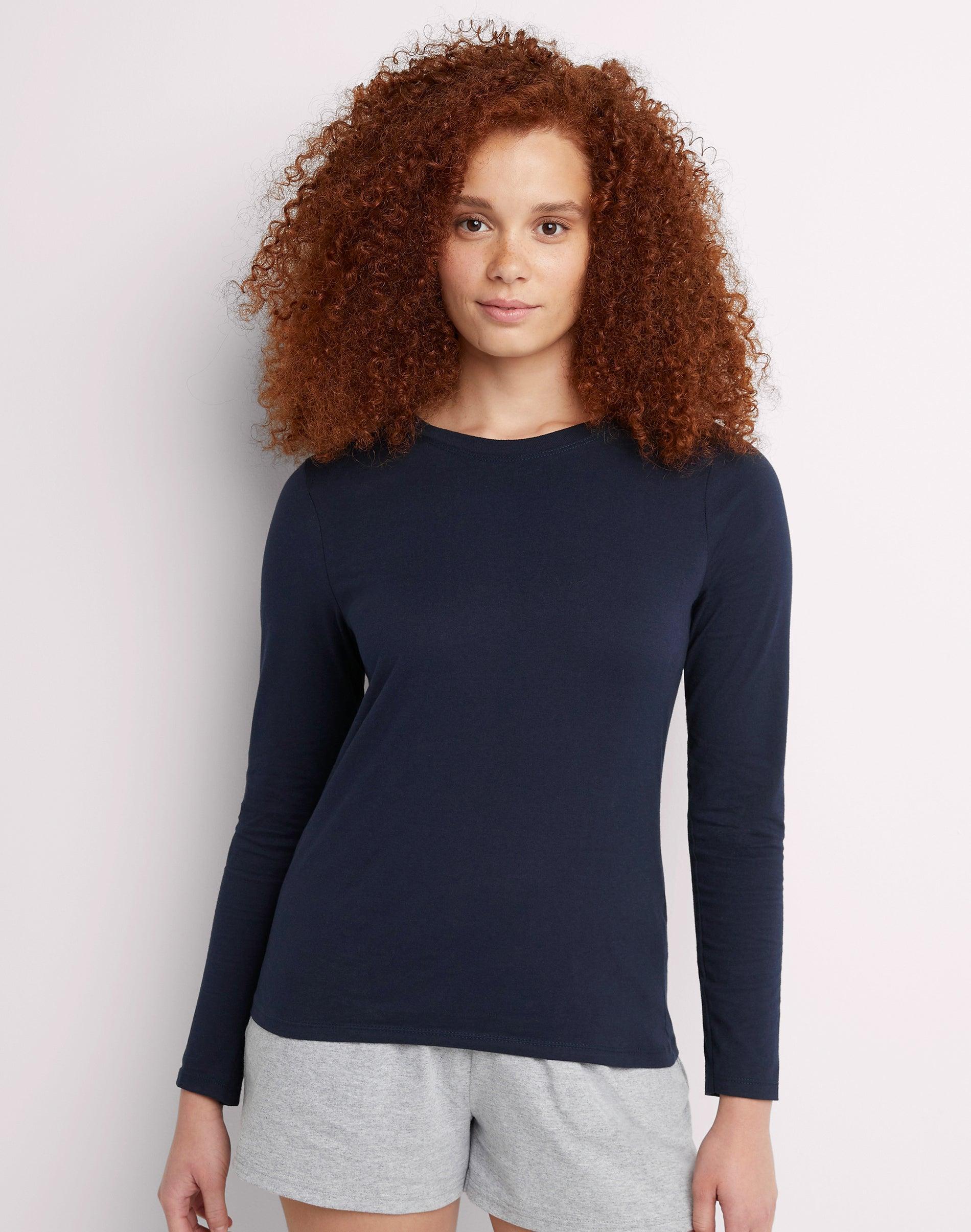 Women's Hanes® Originals Long Sleeve Crewneck Tee, Size: XXL, Pink Swish Product Image