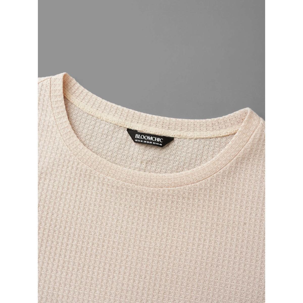 Plus Size Textured Patchwork Lace Panel T-shirt Champagne Women Casual Texture Non Everyday T-shirts BloomChic 30/6X Product Image