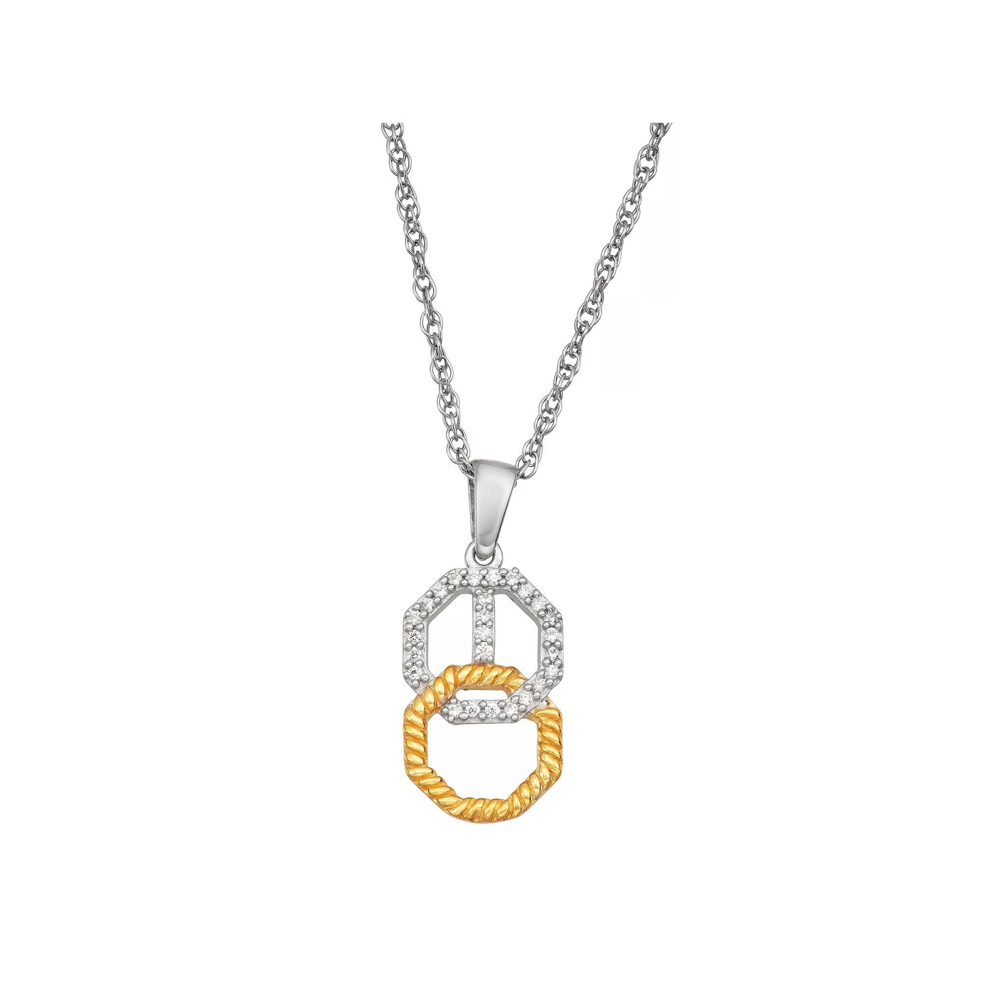 Jewelexcess Two Tone Sterling Silver 1/10 Carat T.W. Diamond Interlocked Pendant Necklace, Women's, Size: 18" Product Image