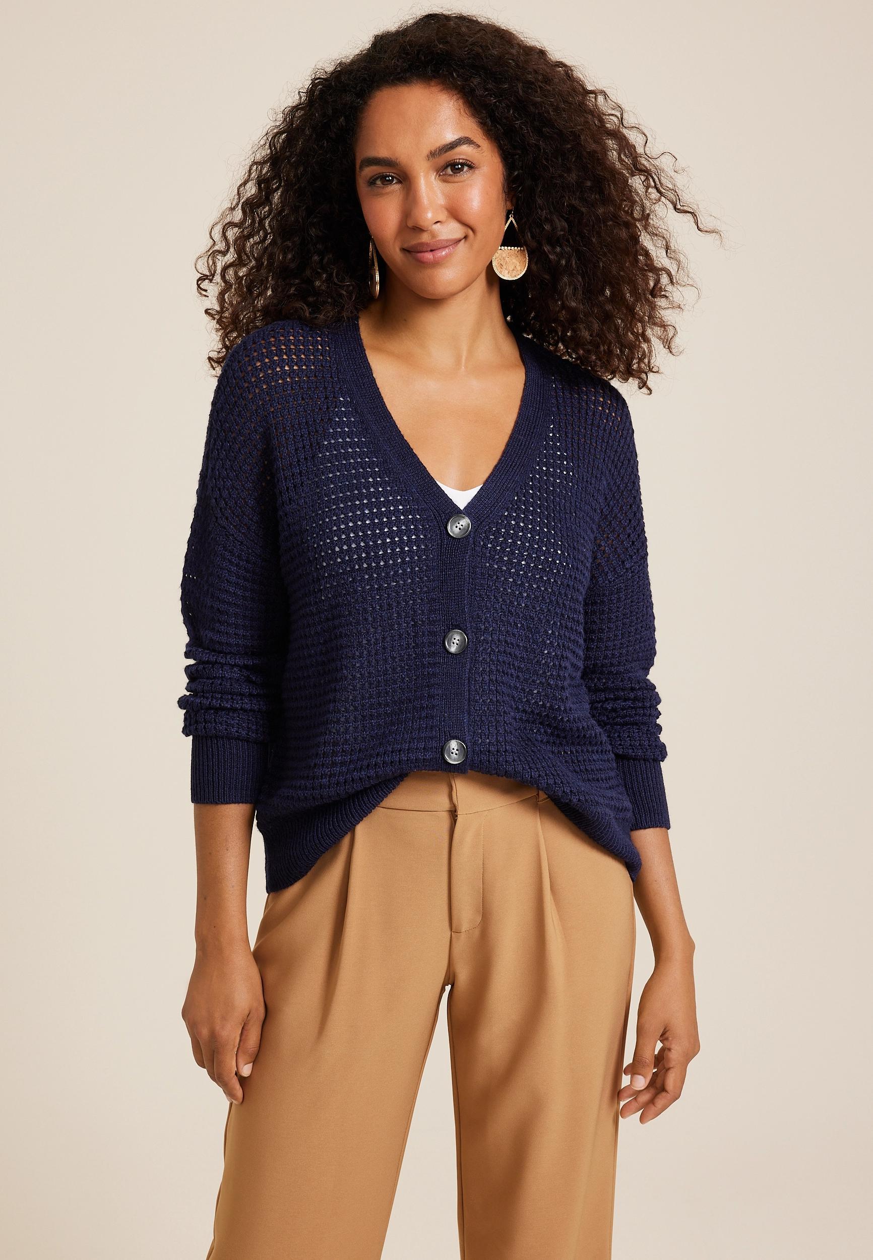 Maurices Womens Mesh Button Front Cardigan Beige Size X Large Product Image