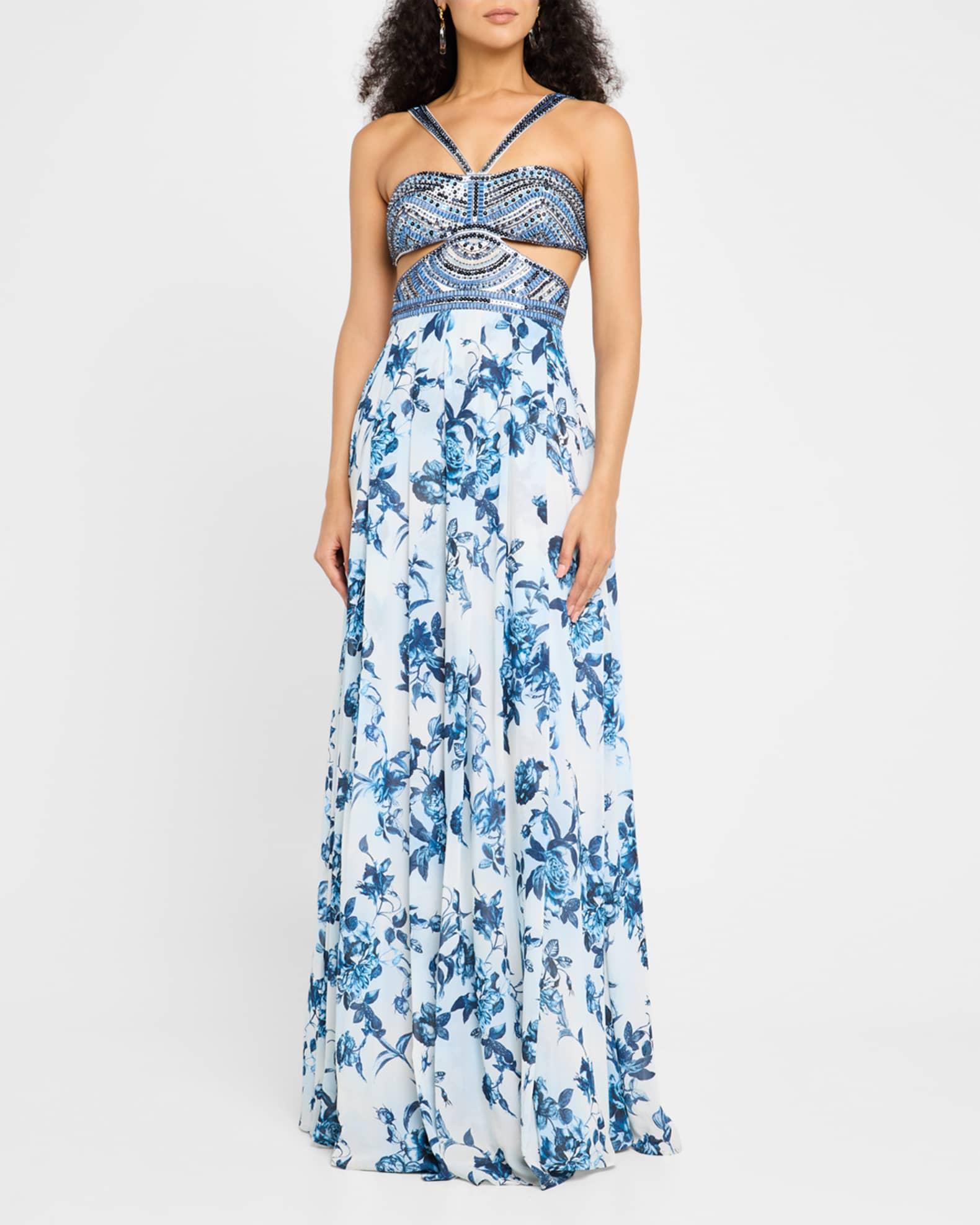 Painterly Floral Annistyn Embellished Gown Product Image