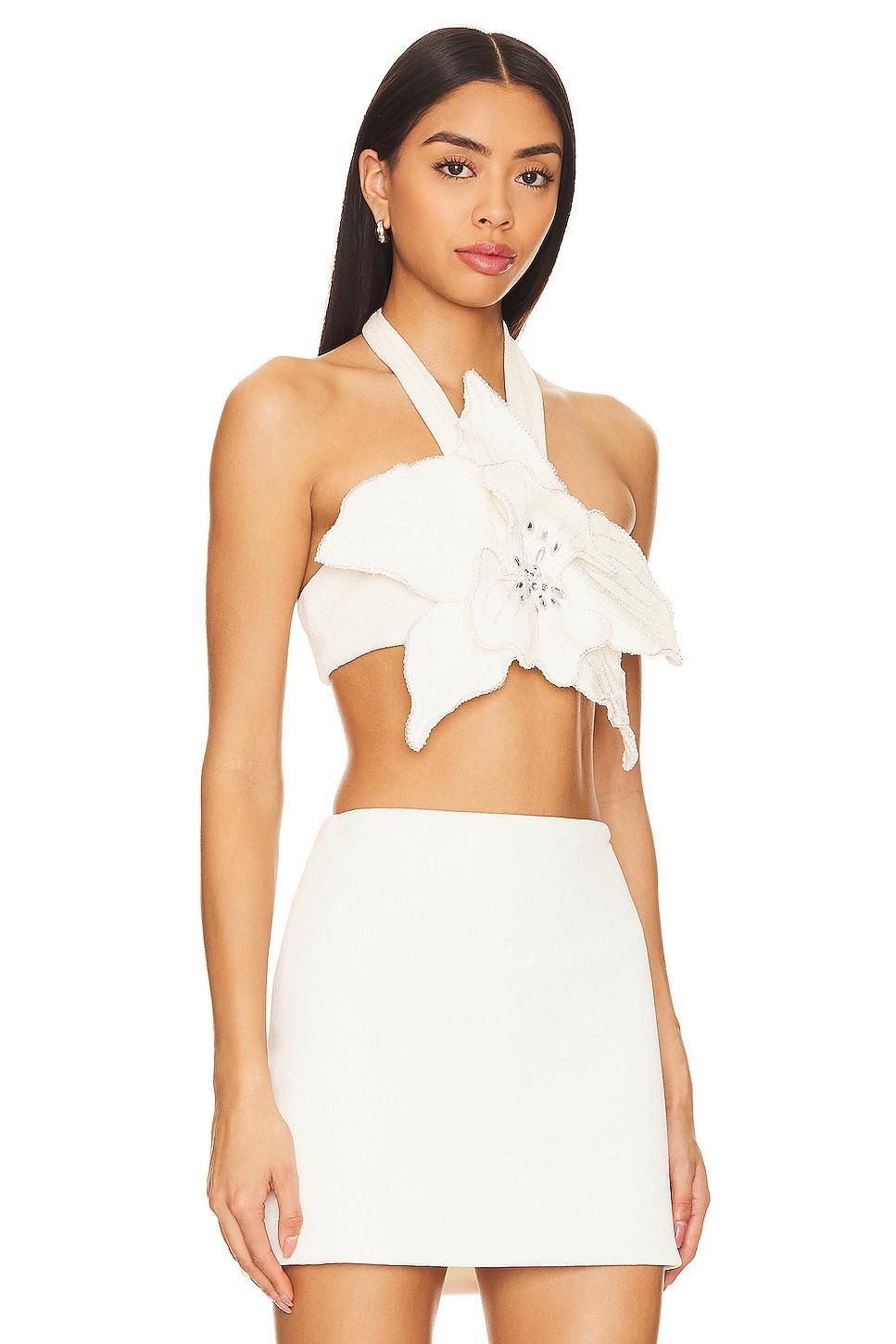 Flower Applique Halter Top PatBO Product Image