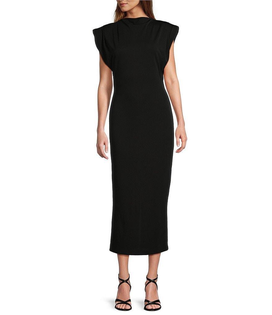 Antonio Melani Harper Matte Jersey Mock Neck Dropped Cap Sleeve Midi Sheath Dress Product Image