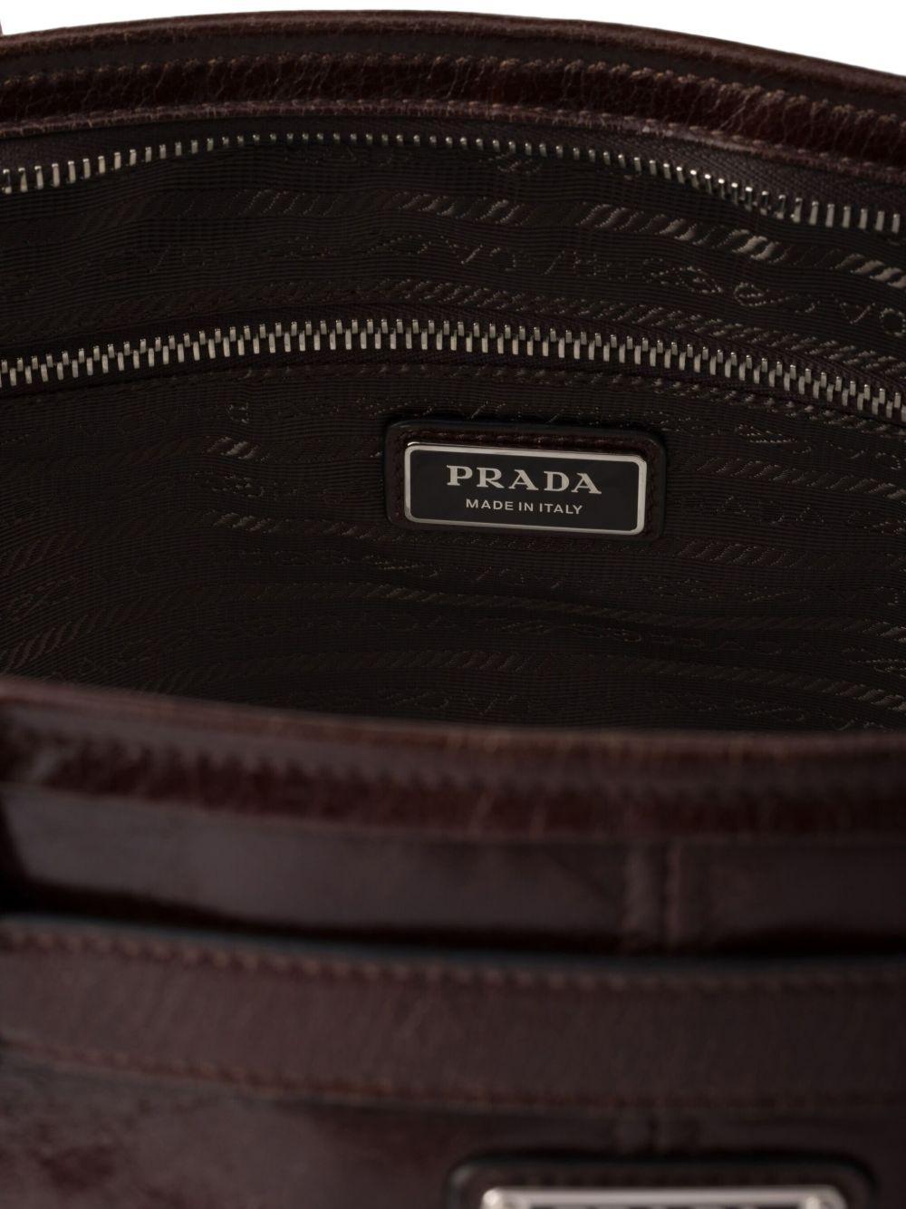 triangle-logo leather tote bag Product Image