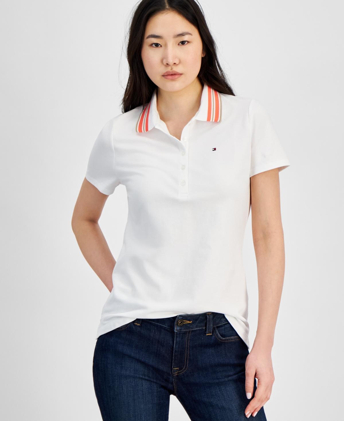 Tommy Hilfiger Solid Polo With Tipping (Fern) Women's Clothing Product Image