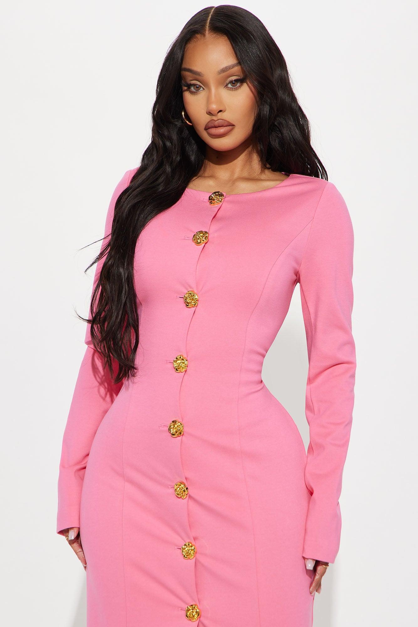 The Carla Body Sculpting Midi Dress - Pink Product Image