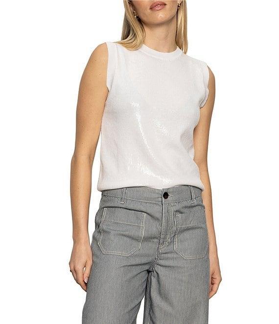 Sanctuary Sequin Knit Crew Neck Sleeveless Shell Top Product Image